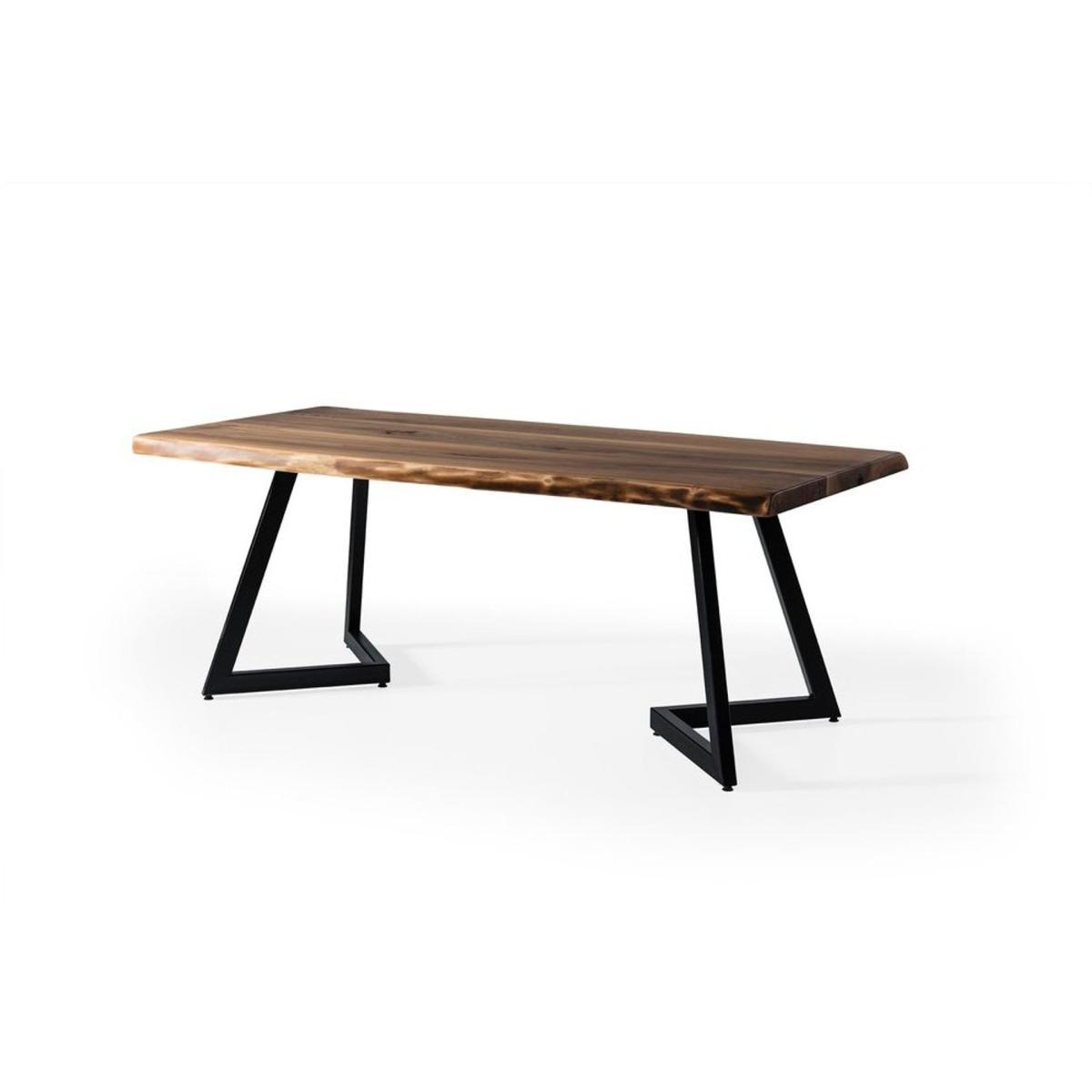 Space 4-6 Seat Fixed Dining Table, Dark Wood & Black – image 2