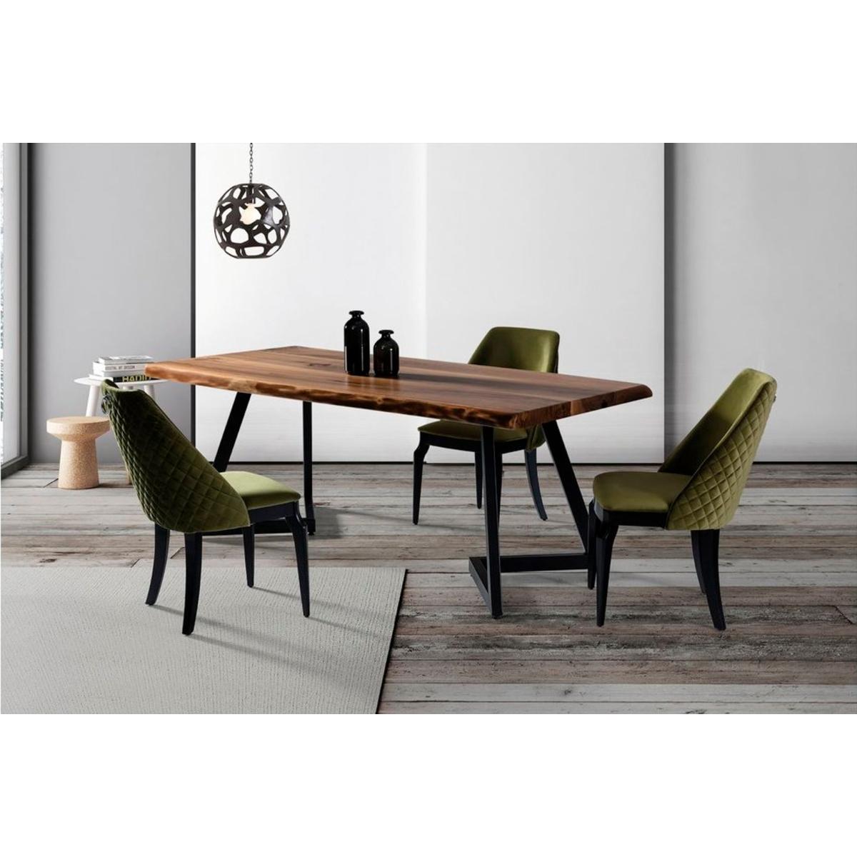 Space 4-6 Seat Fixed Dining Table, Dark Wood & Black – image 4