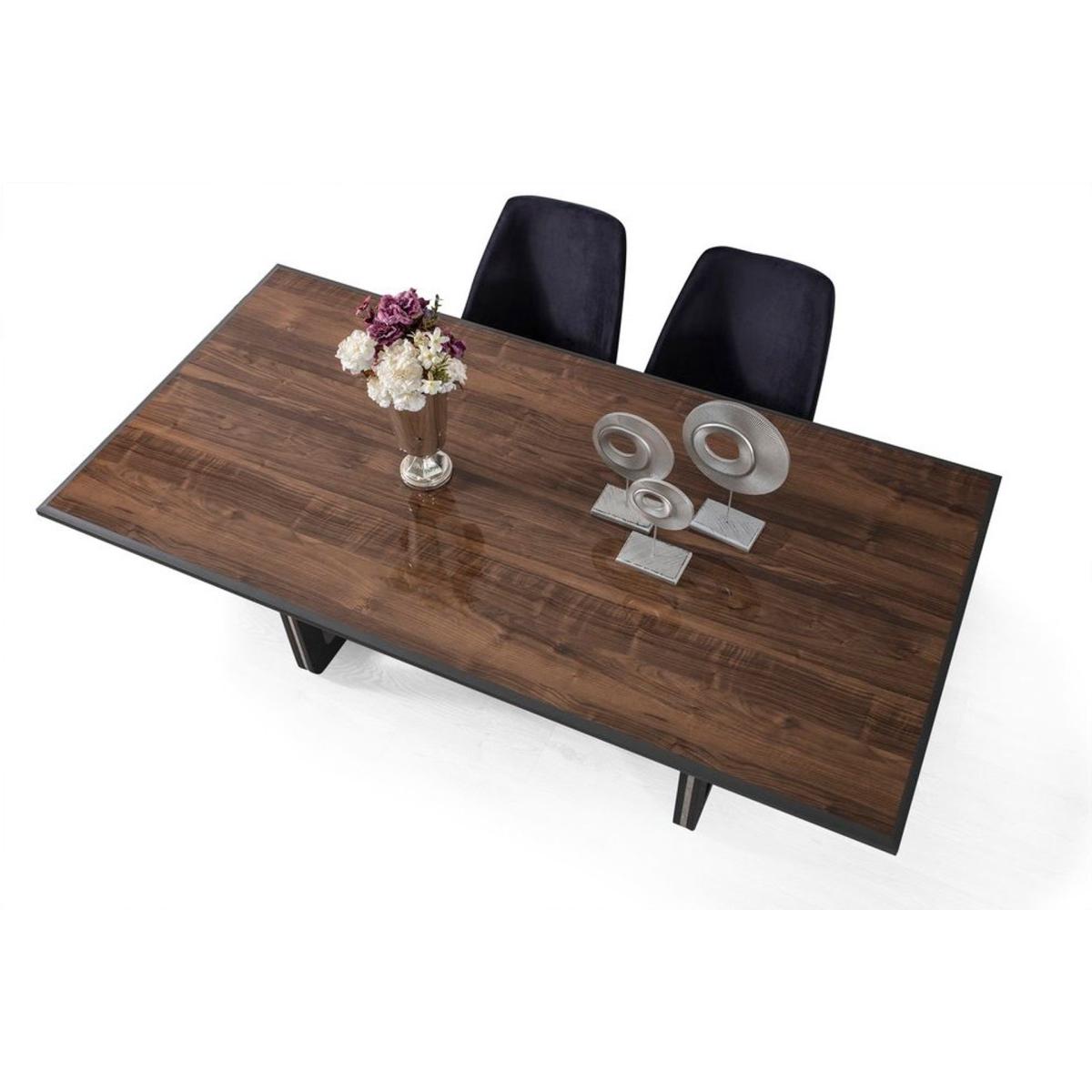 Pars 6-8 Seat Fixed Dining Table, Dark Wood & Grey – image 3
