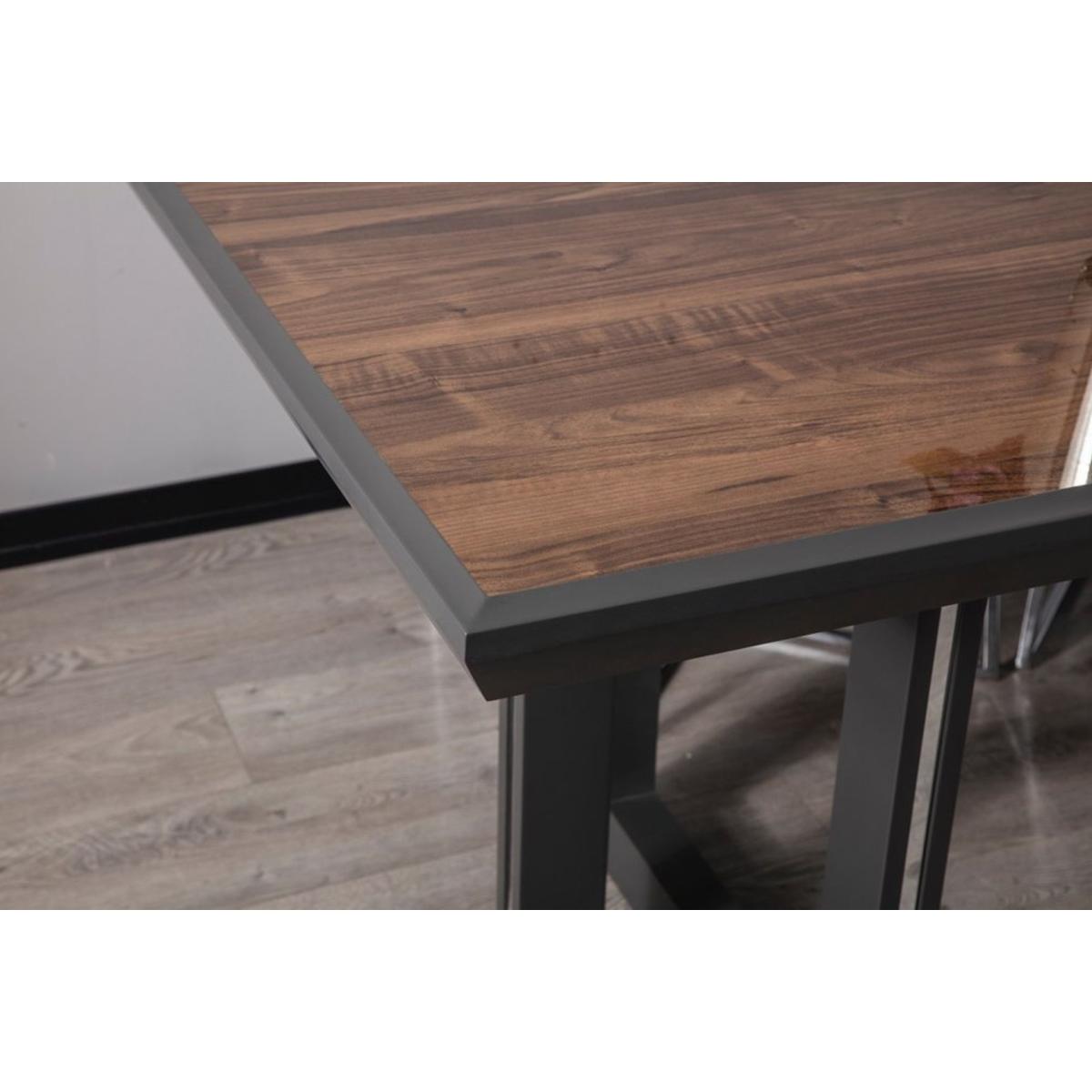 Pars 6-8 Seat Fixed Dining Table, Dark Wood & Grey – image 5