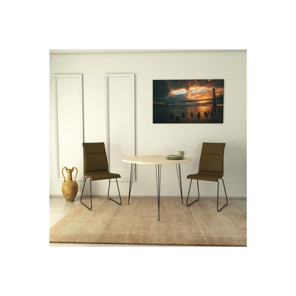 Pasific 2-4 Seat Fixed Dining Table, Light Wood & Black – image 2