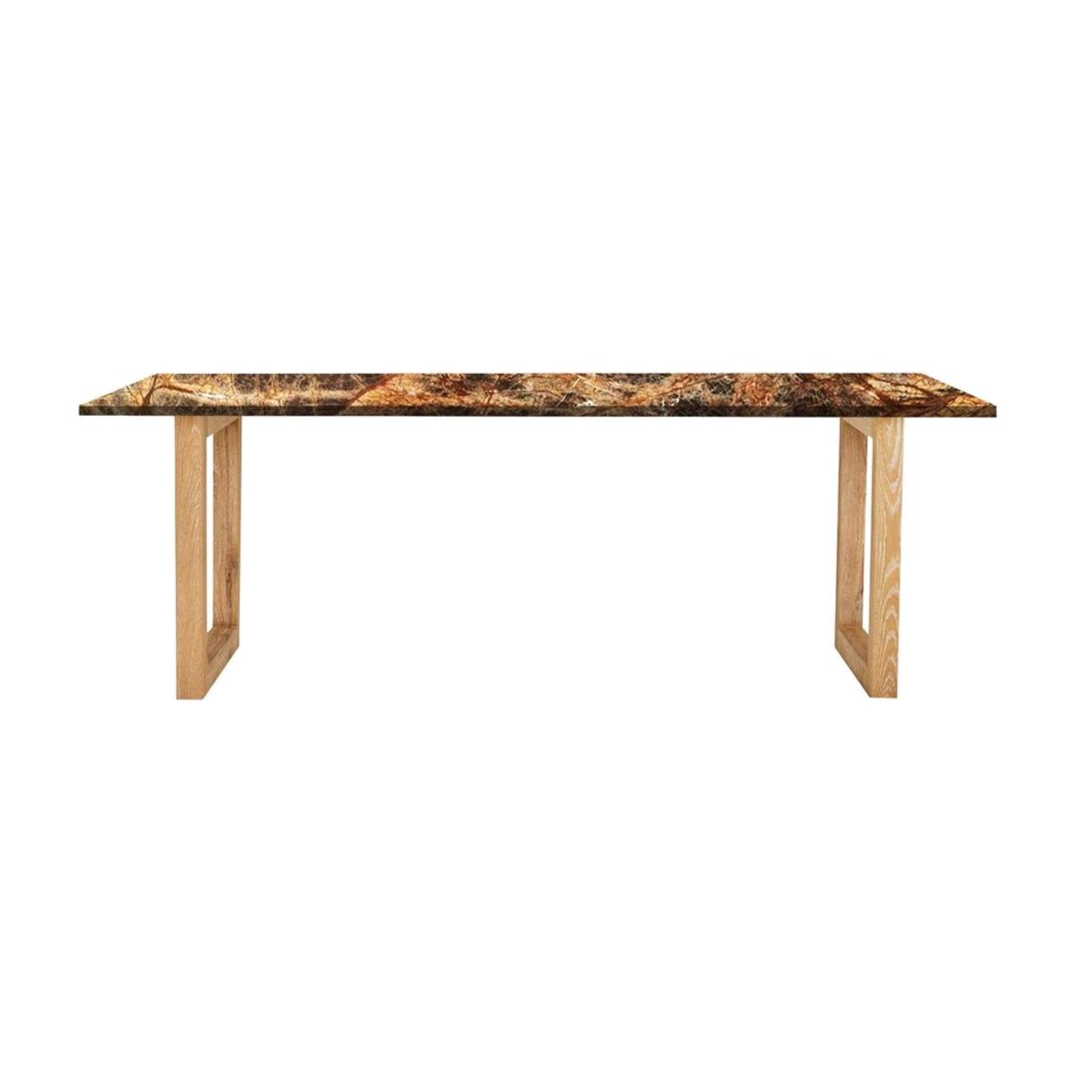 Lycia 4 Seat Marble Fixed Dining Table, Natural & Light Wood – image 1