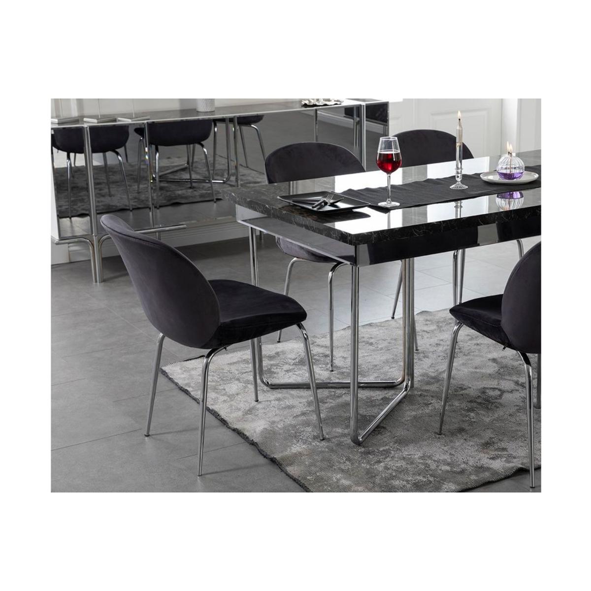 Huesca 4-6 Seat Fixed Dining Table, Black (Marble Effect) & Chrome – image 2