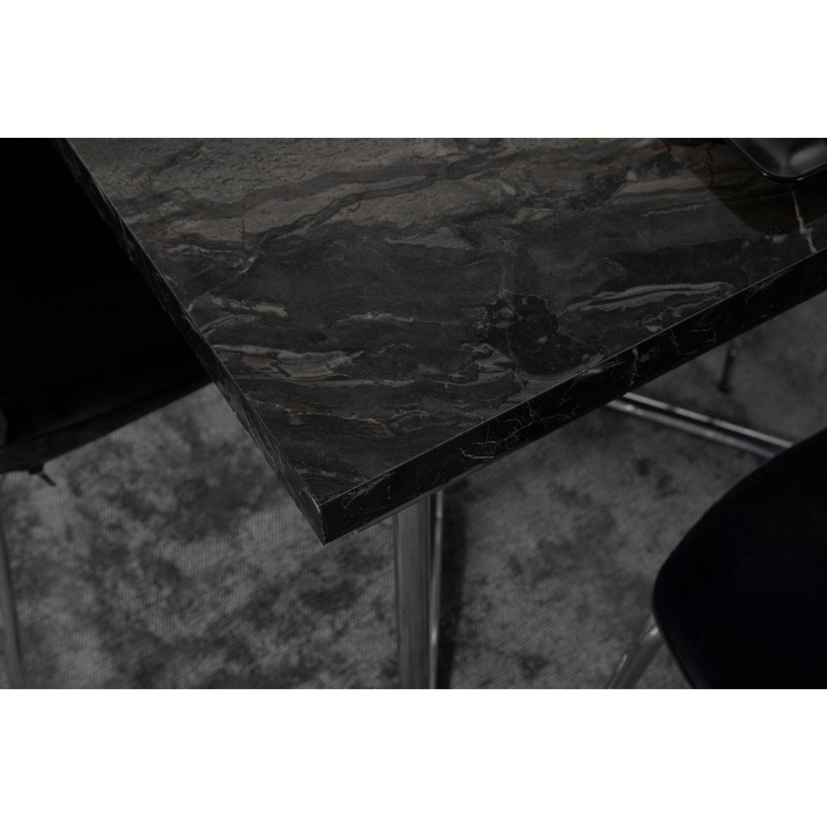 Huesca 4-6 Seat Fixed Dining Table, Black (Marble Effect) & Chrome – image 3