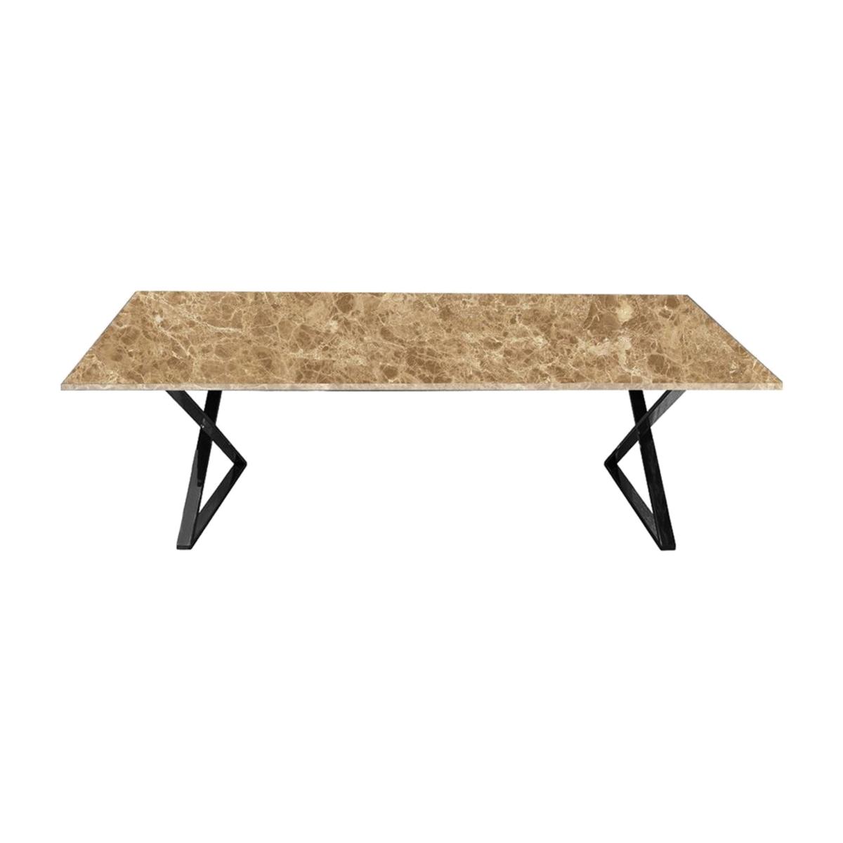Leda 6-8 Seat Marble Fixed Dining Table, Natural & Black (High Gloss) – image 1