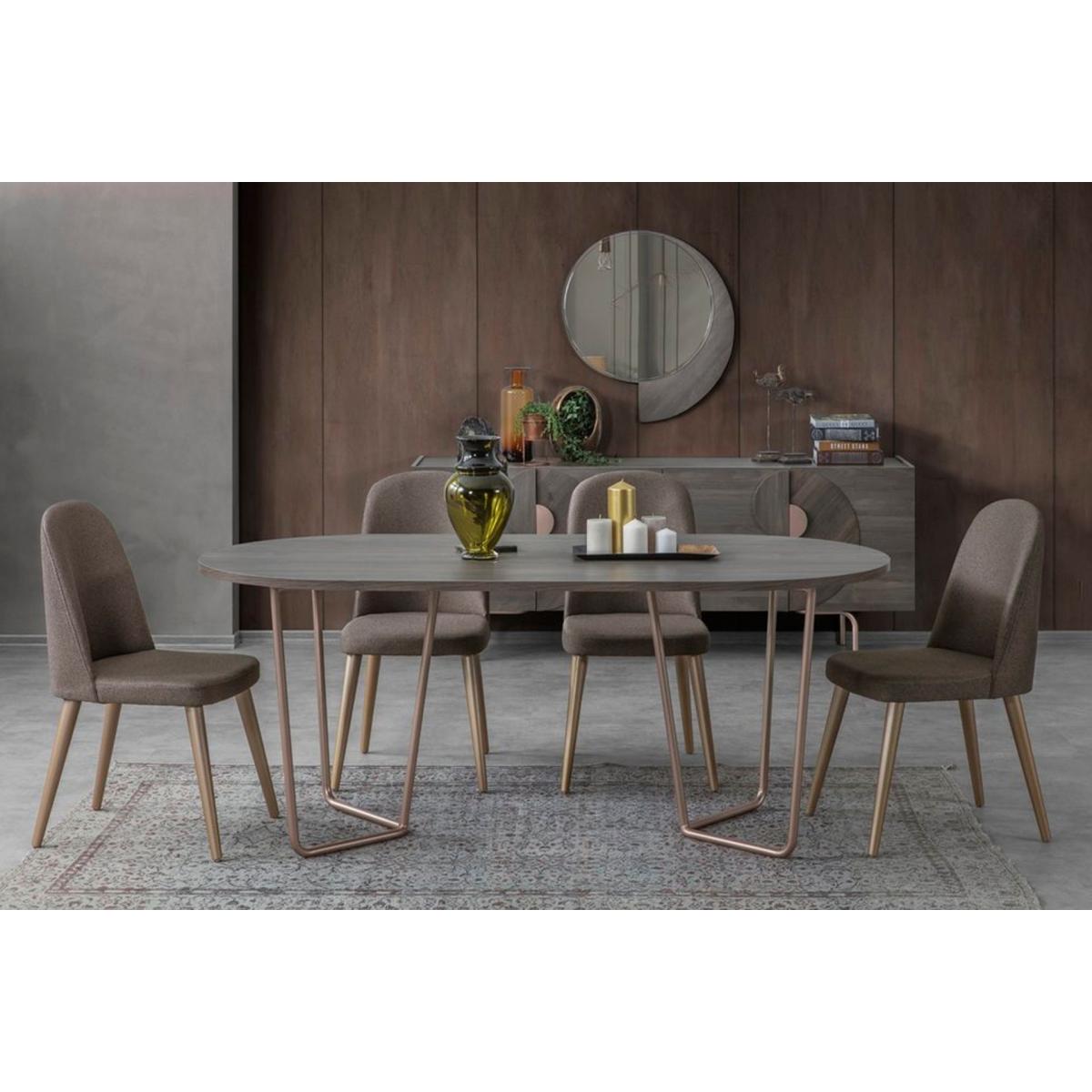 Etna 4-6 Seat Fixed Dining Table, Dark Wood & Chrome – image 2