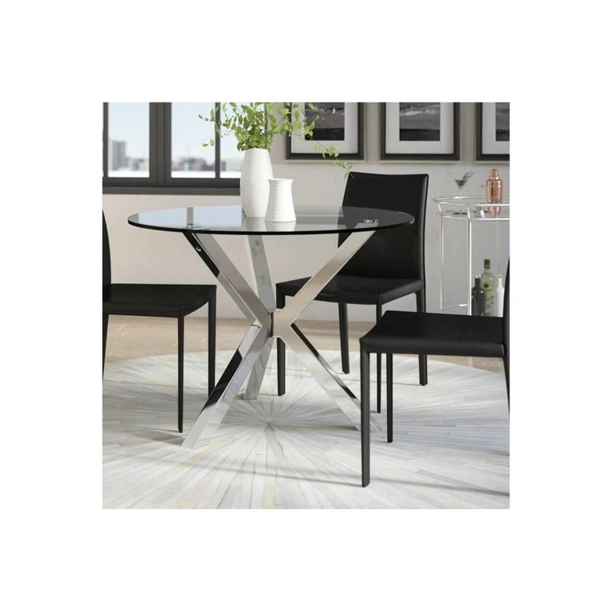 Perla 4 Seat Fixed Dining Table, Silver – image 2