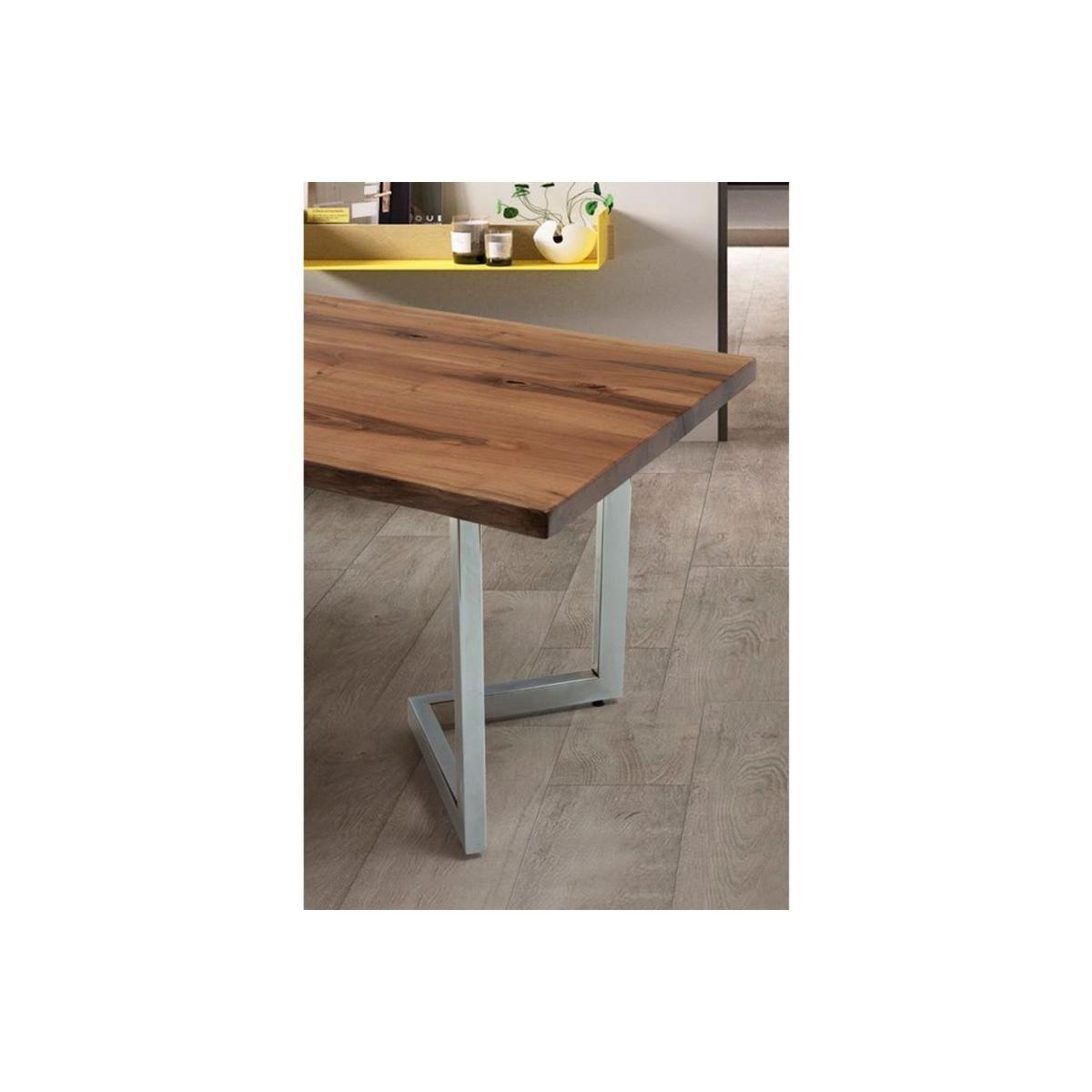 Zenn 4-6 Seat Fixed Dining Table, Dark Wood & Silver – image 3