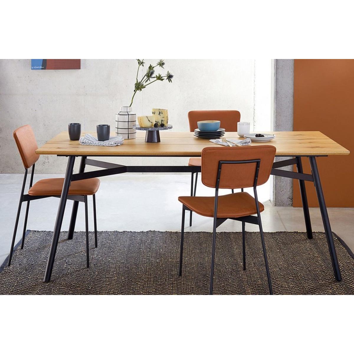 Blid 4-6 Seater Dining Table, Light Wood & Black – image 5