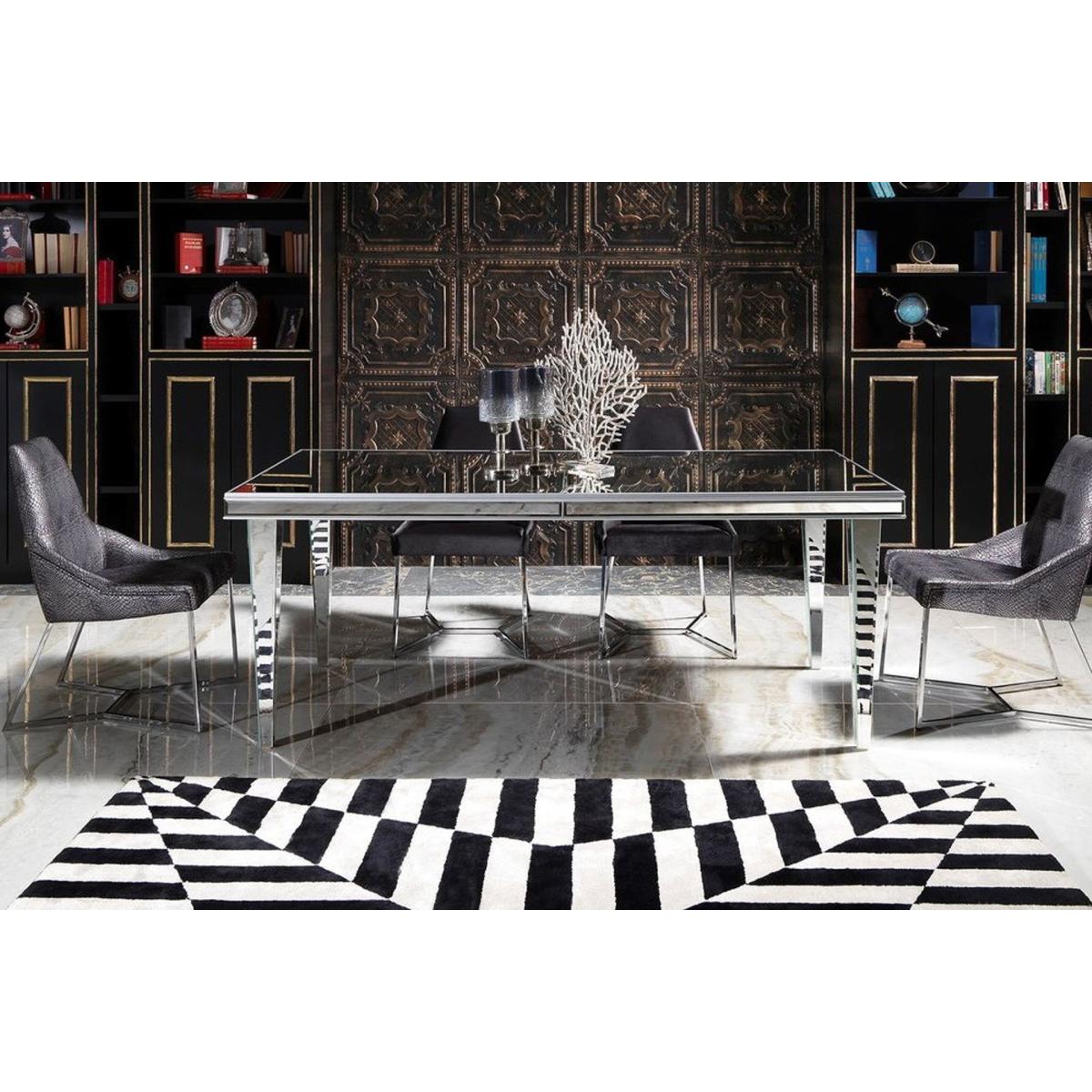 Cybele 6-8 Seat Fixed Dining Table, Black Silver – image 2