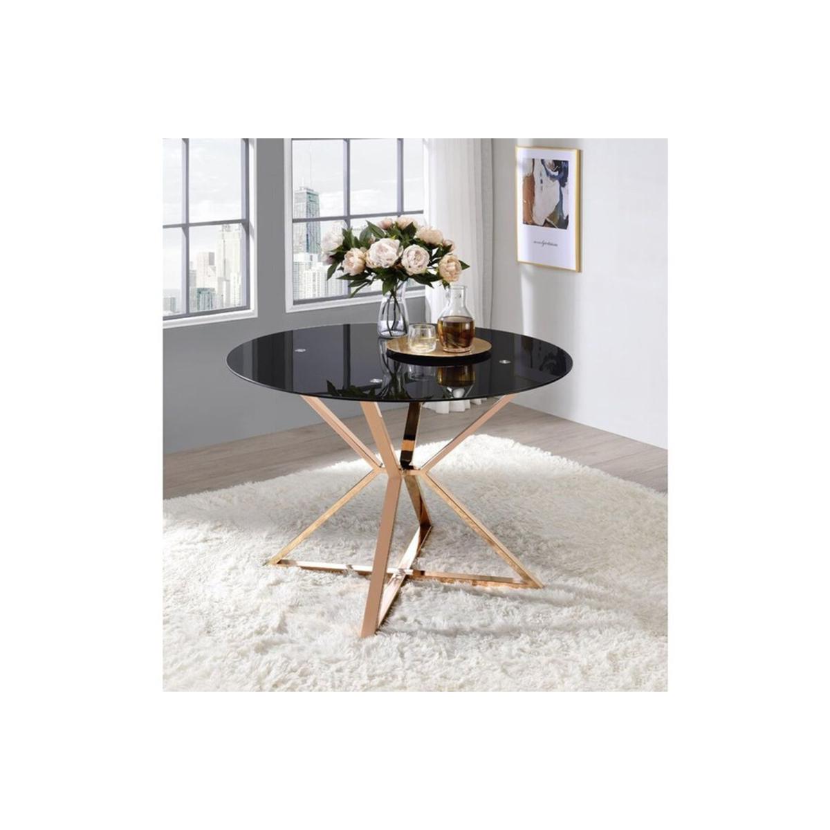 Rosi 4 Seat Fixed Dining Table, Black & Gold – image 2