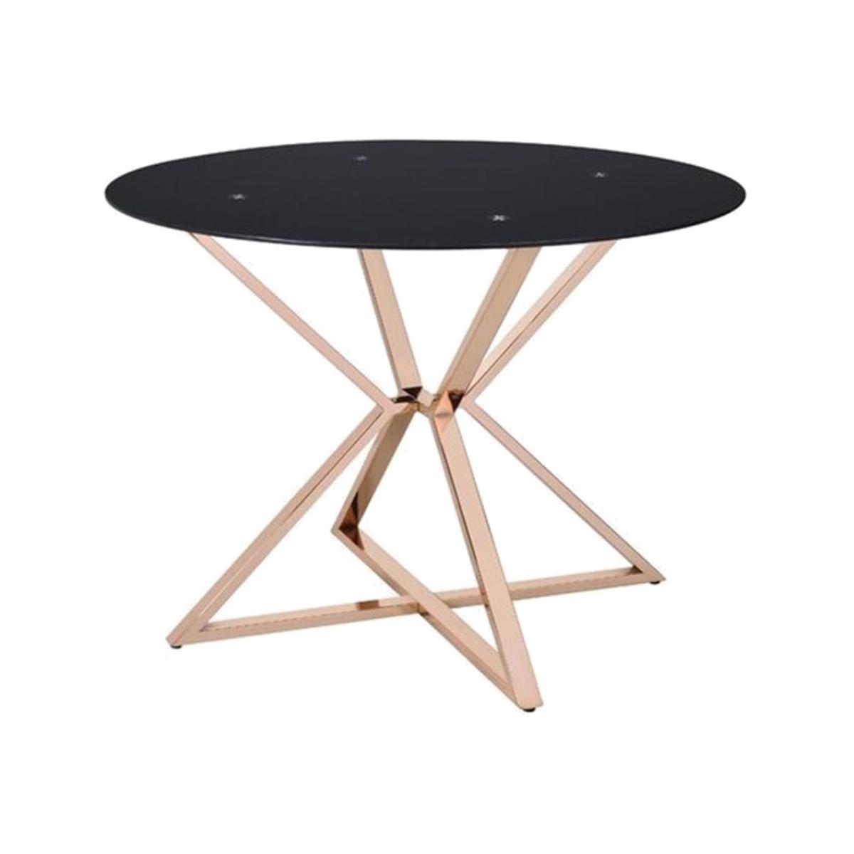 Rosi 4 Seat Fixed Dining Table, Black & Gold – image 1