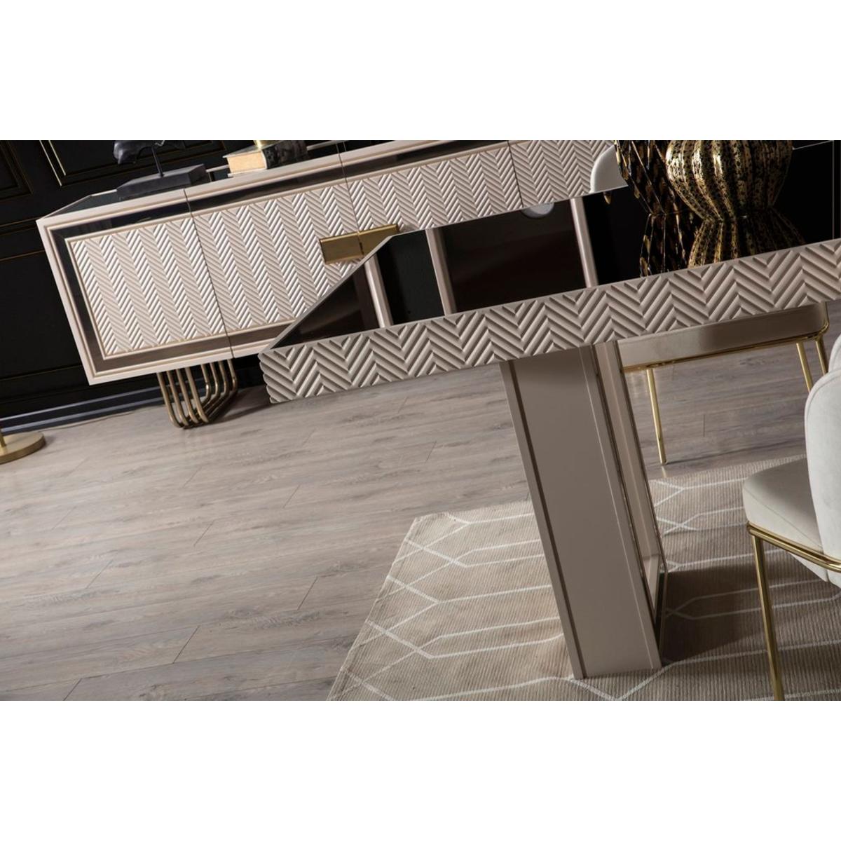 Mono 6-8 Seat Fixed Dining Table, Cream – image 3