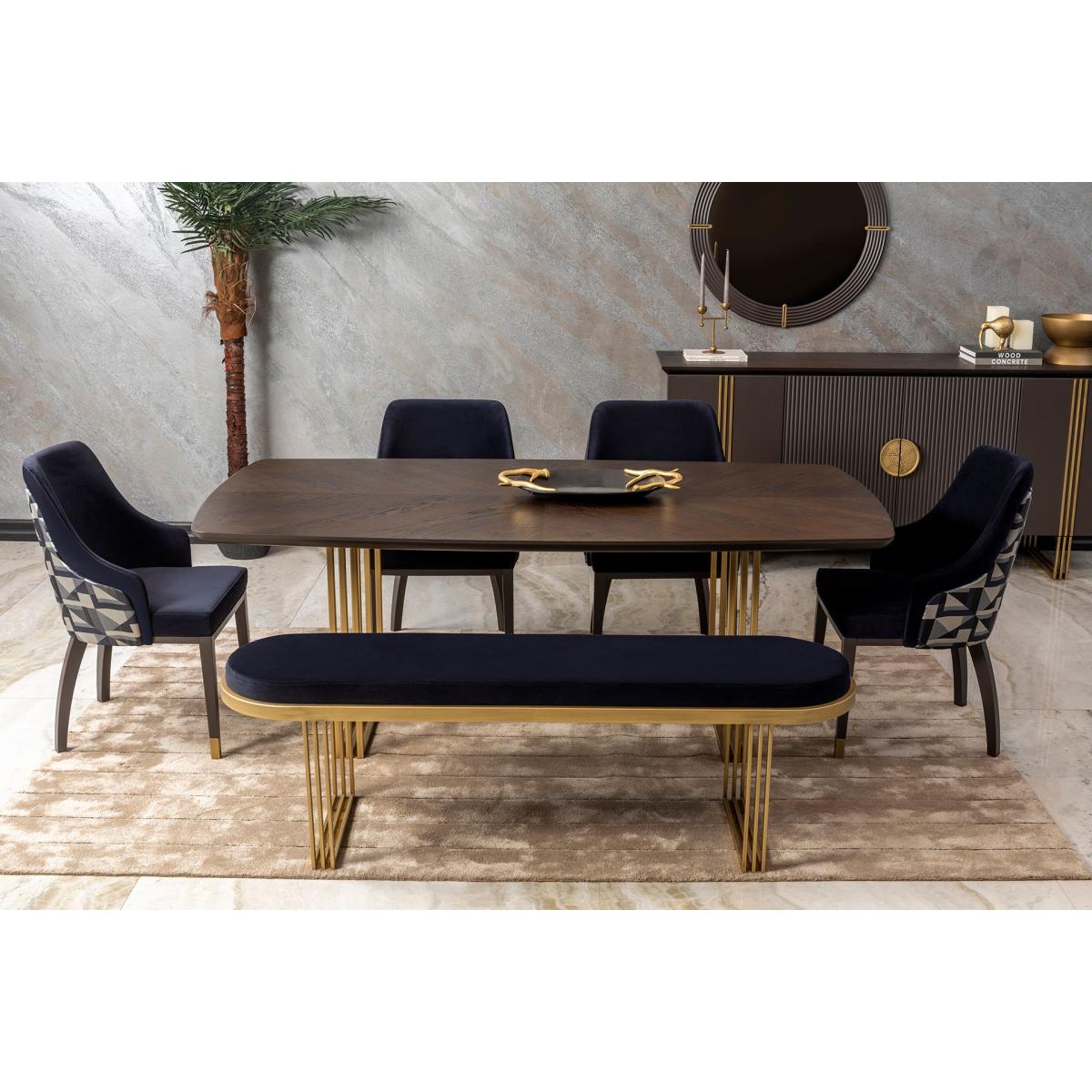 Madrid Fixed Dining Table, Dark Wood – image 1