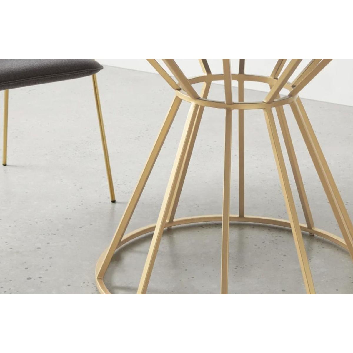Vorix 4 Seat Fixed Dining Table, Dark Wood & Gold – image 3