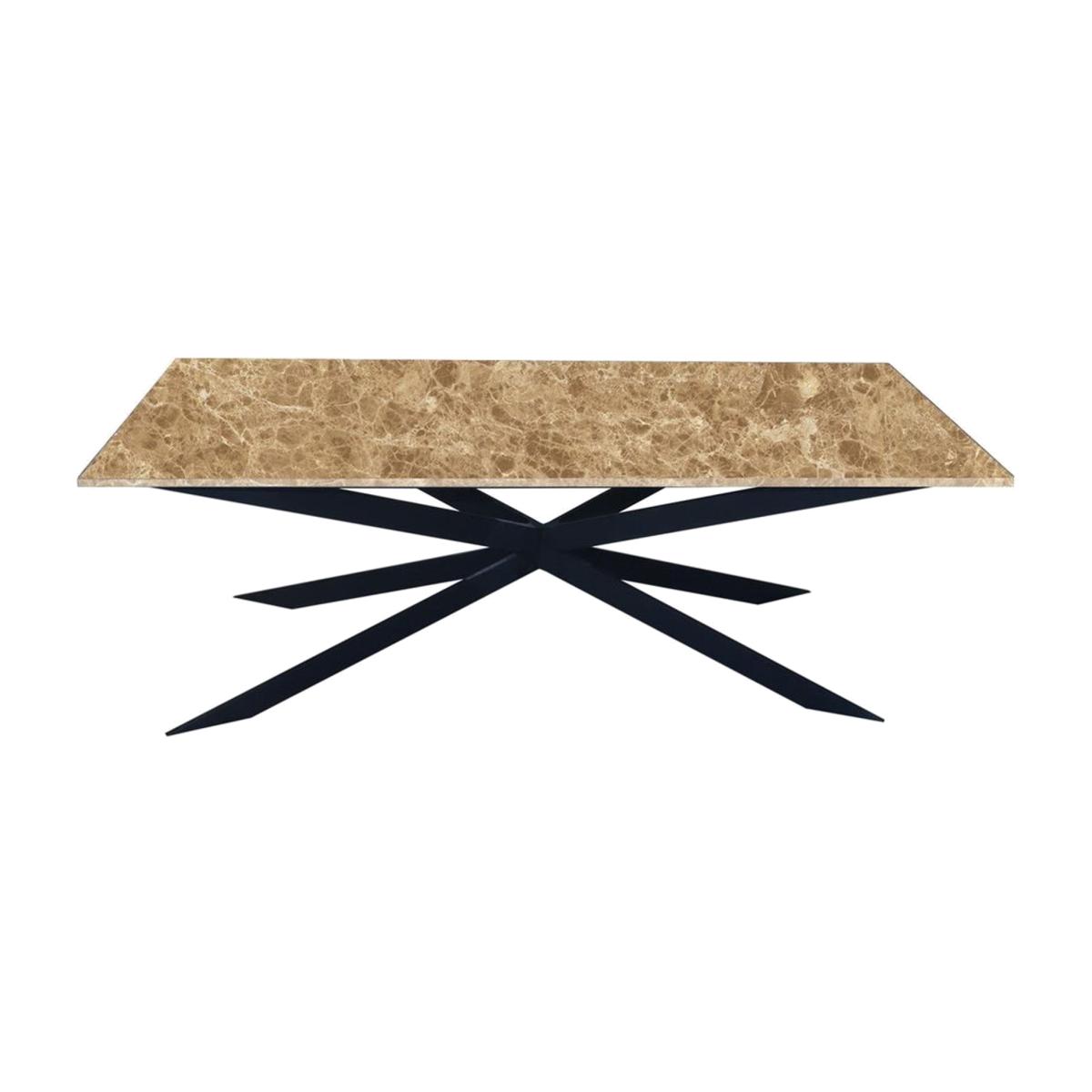 Mitra 6-8 Seat Marble Fixed Dining Table, Natural & Black – image 1