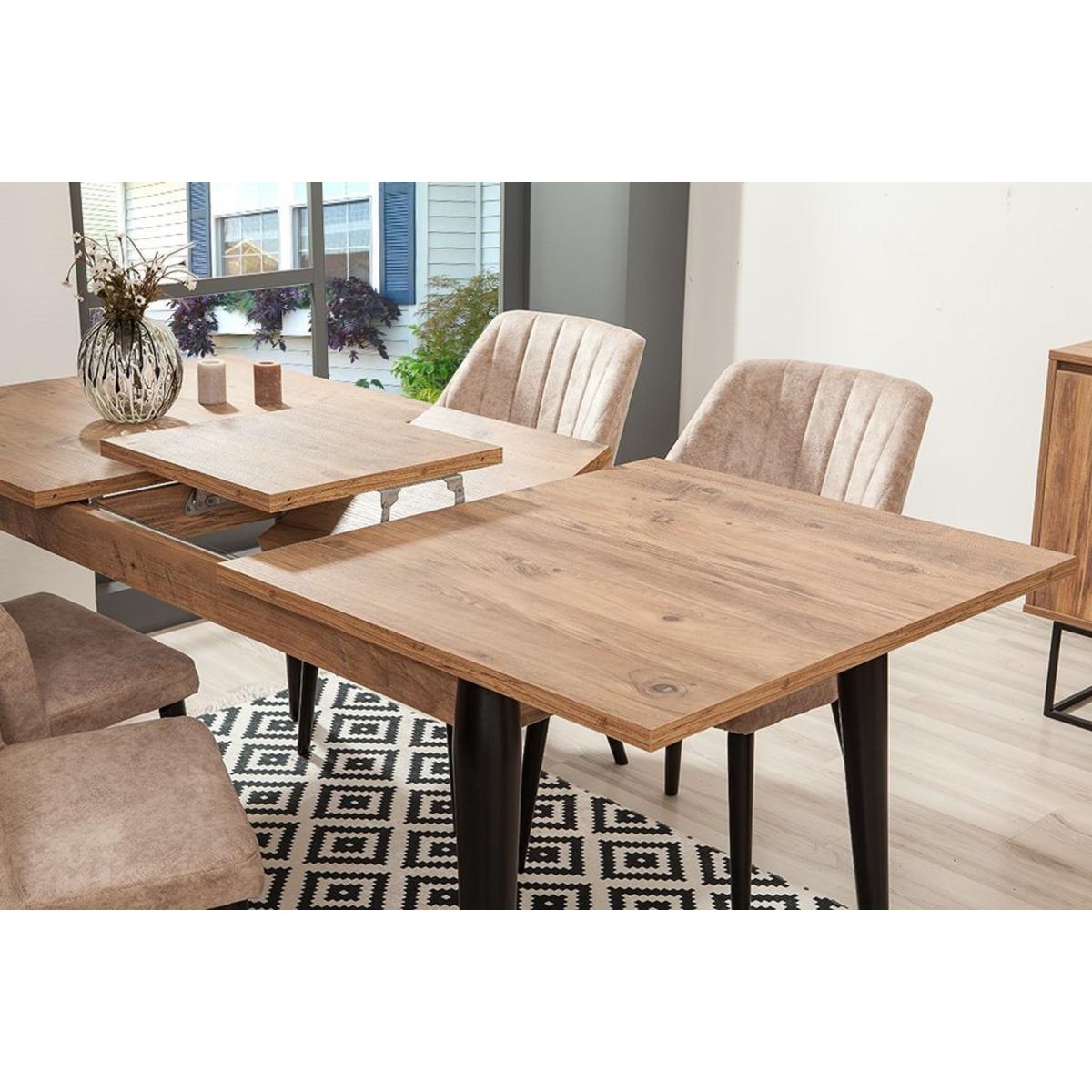 Quantum 6-8 Seat Extendable Dining Table, Light Wood & Black – image 2