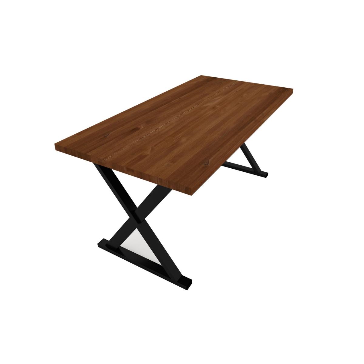 Woodesk 4-6 Seat Fixed Dining Table, Light Wood & Black – image 8