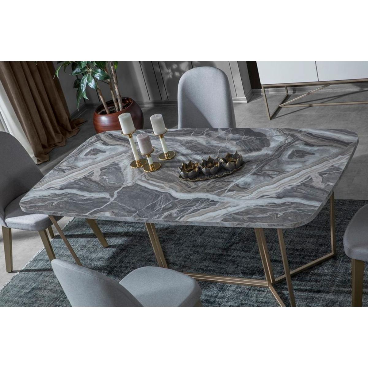 Loft Dining Table, Marble & Gold – image 3