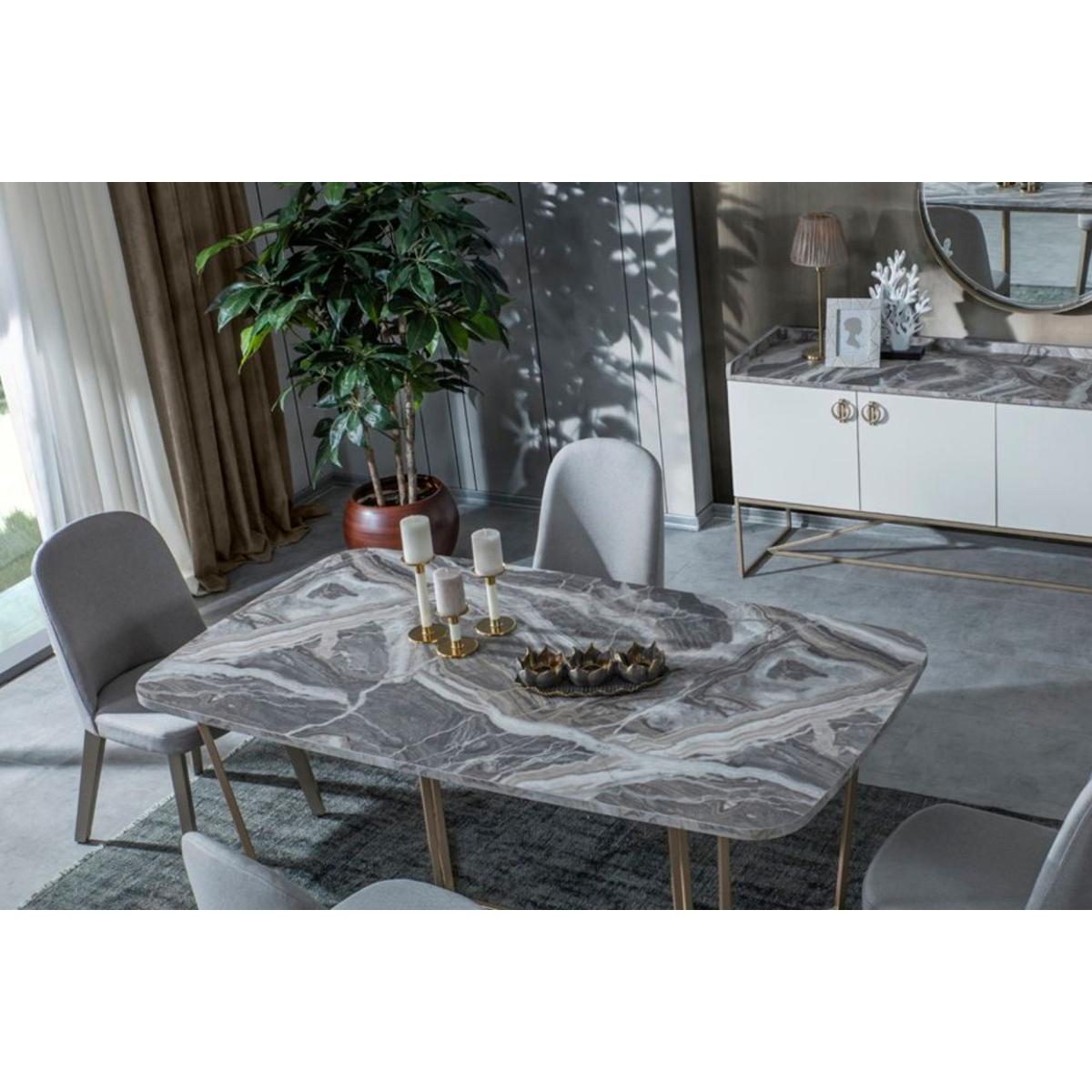 Loft Dining Table, Marble & Gold – image 4