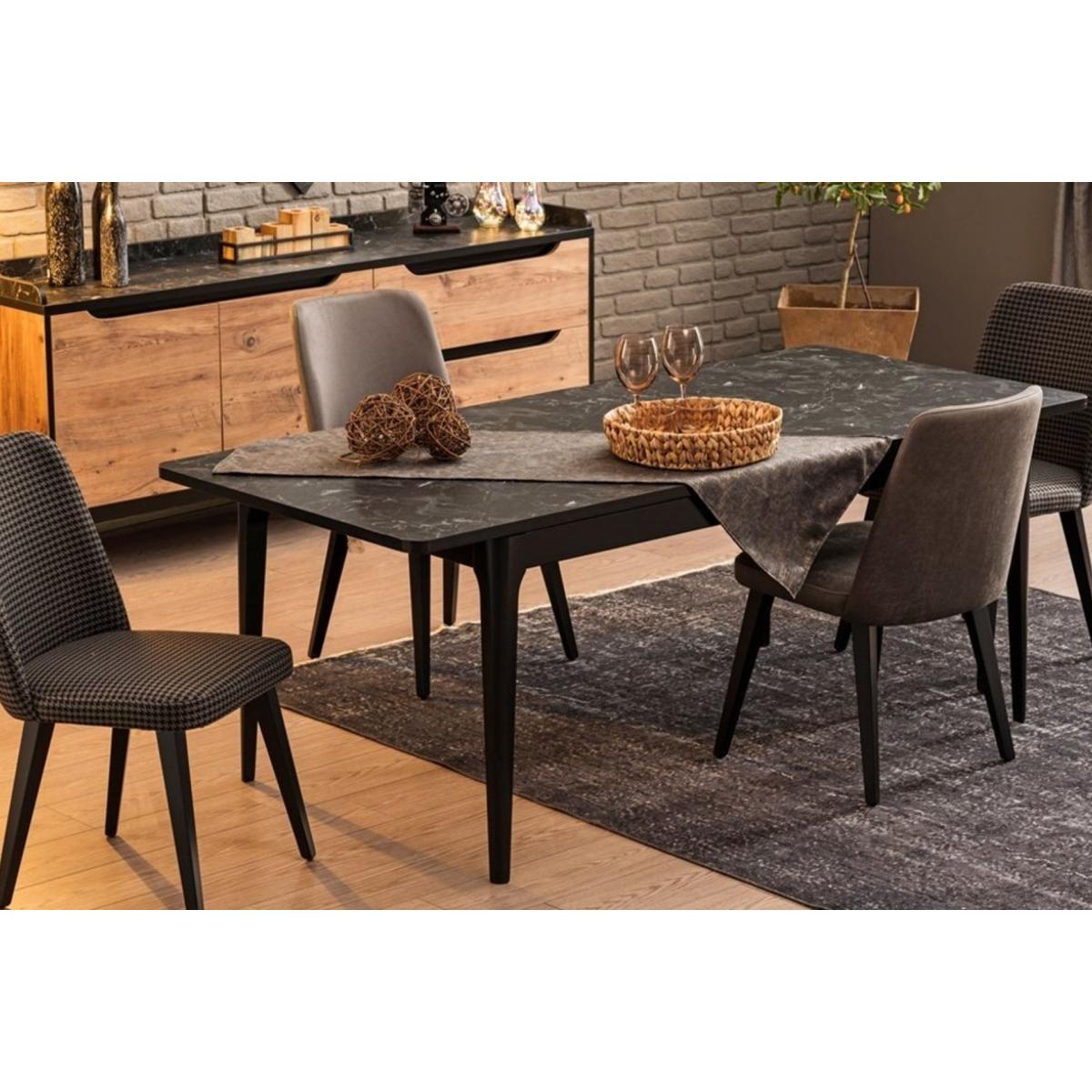 Eidos 6 Seat Fixed Dining Table, Black – image 1