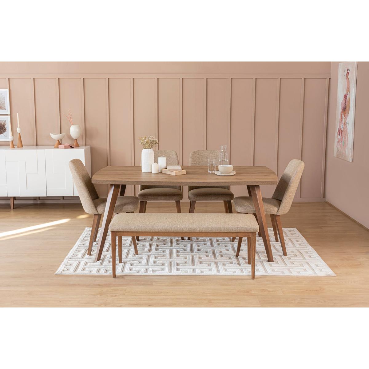 Neo 6 Seat Fixed Dining Table, Beech Wood – image 3
