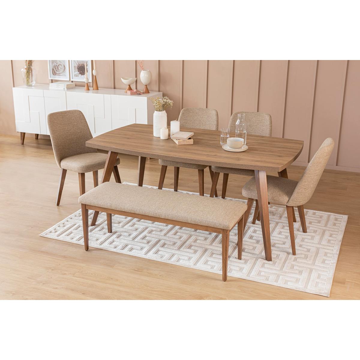 Neo 6 Seat Fixed Dining Table, Beech Wood – image 4