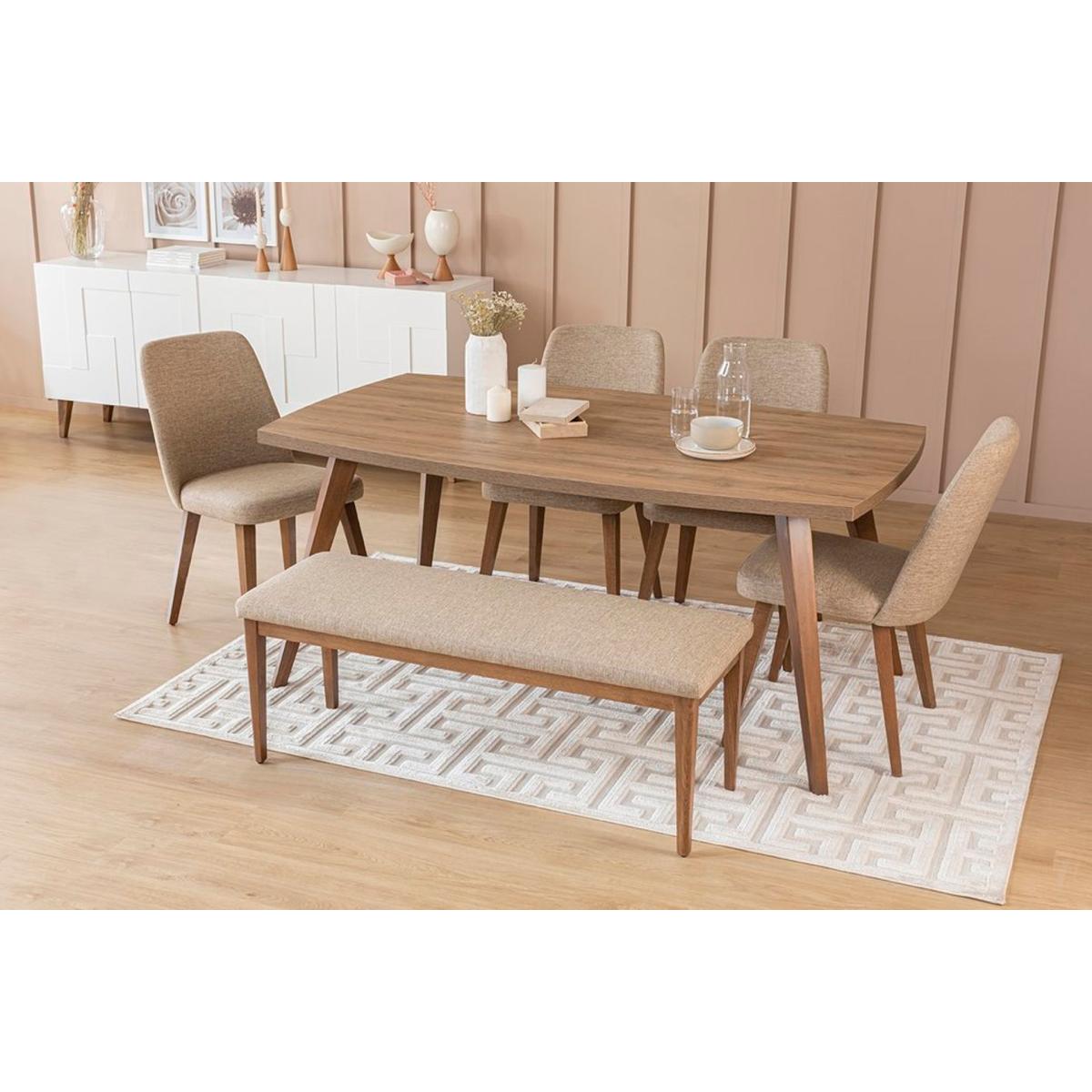 Neo 6 Seat Fixed Dining Table, Beech Wood – image 10