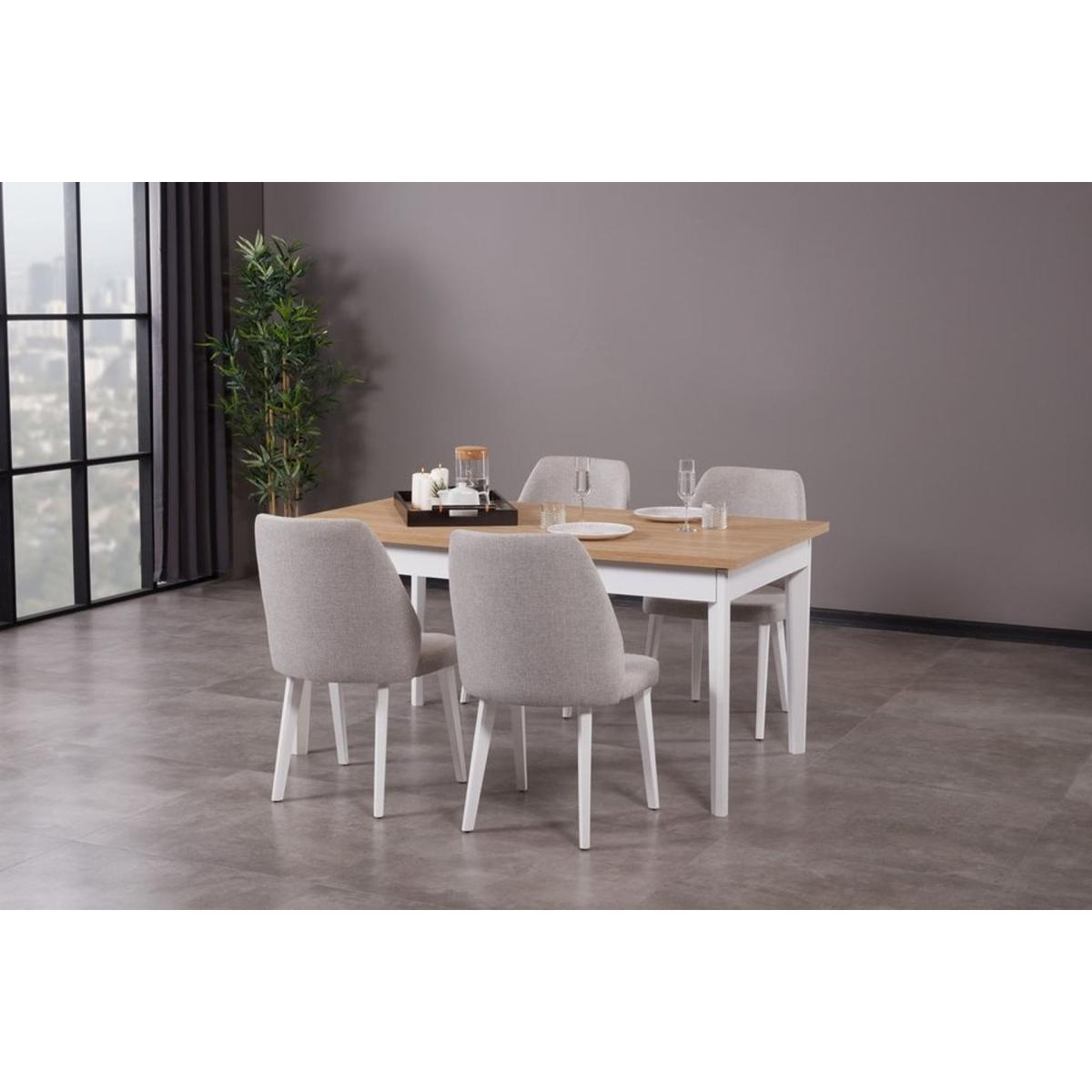 Lorin 4-6 Seat Fixed Dining Table, Light Wood & White – image 6