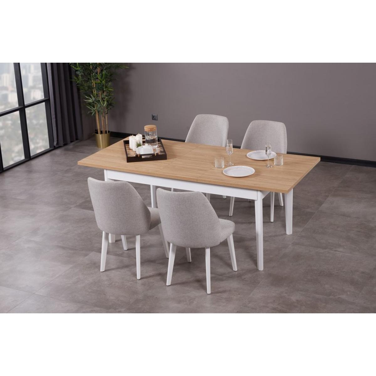 Lorin 4-6 Seat Fixed Dining Table, Light Wood & White – image 7