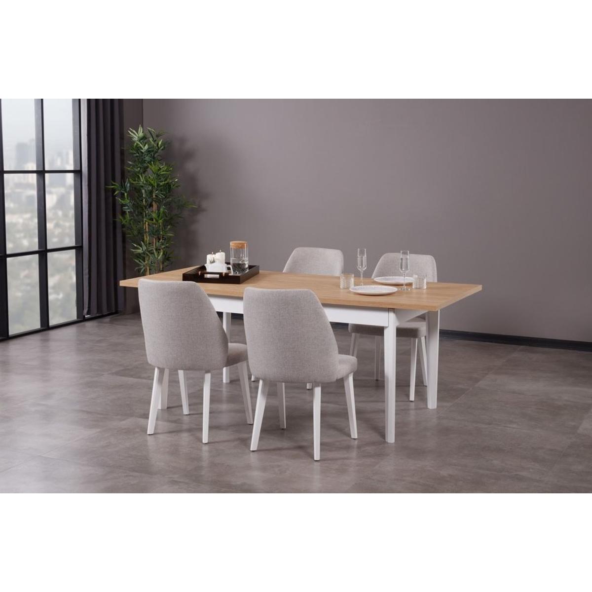 Lorin 4-6 Seat Fixed Dining Table, Light Wood & White – image 9
