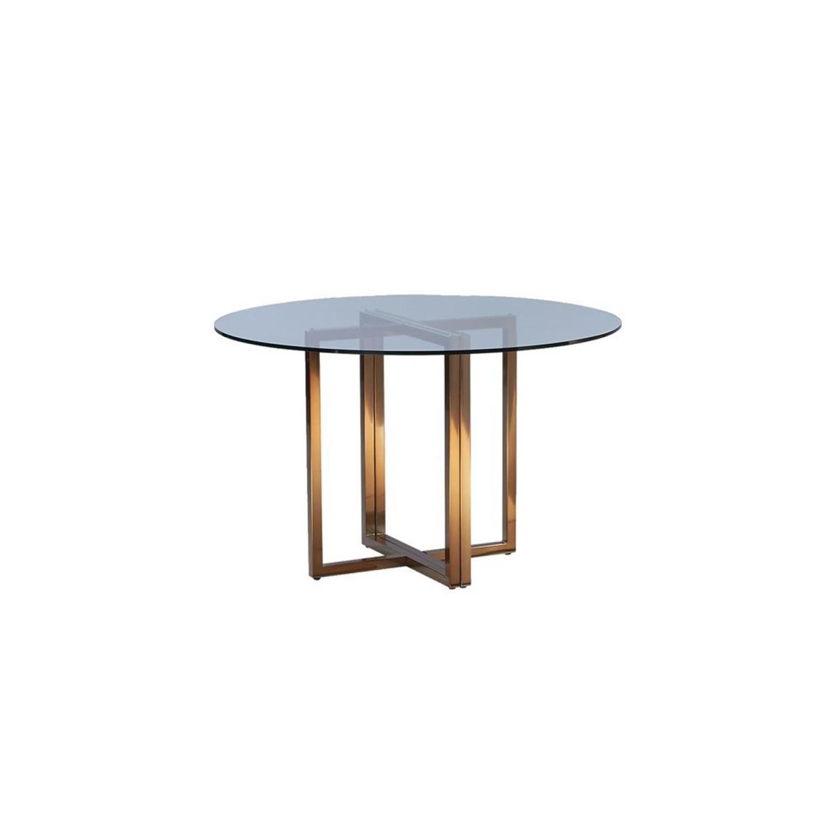 Potrica 4 Seat Fixed Dining Table, Glass & Brass – image 2