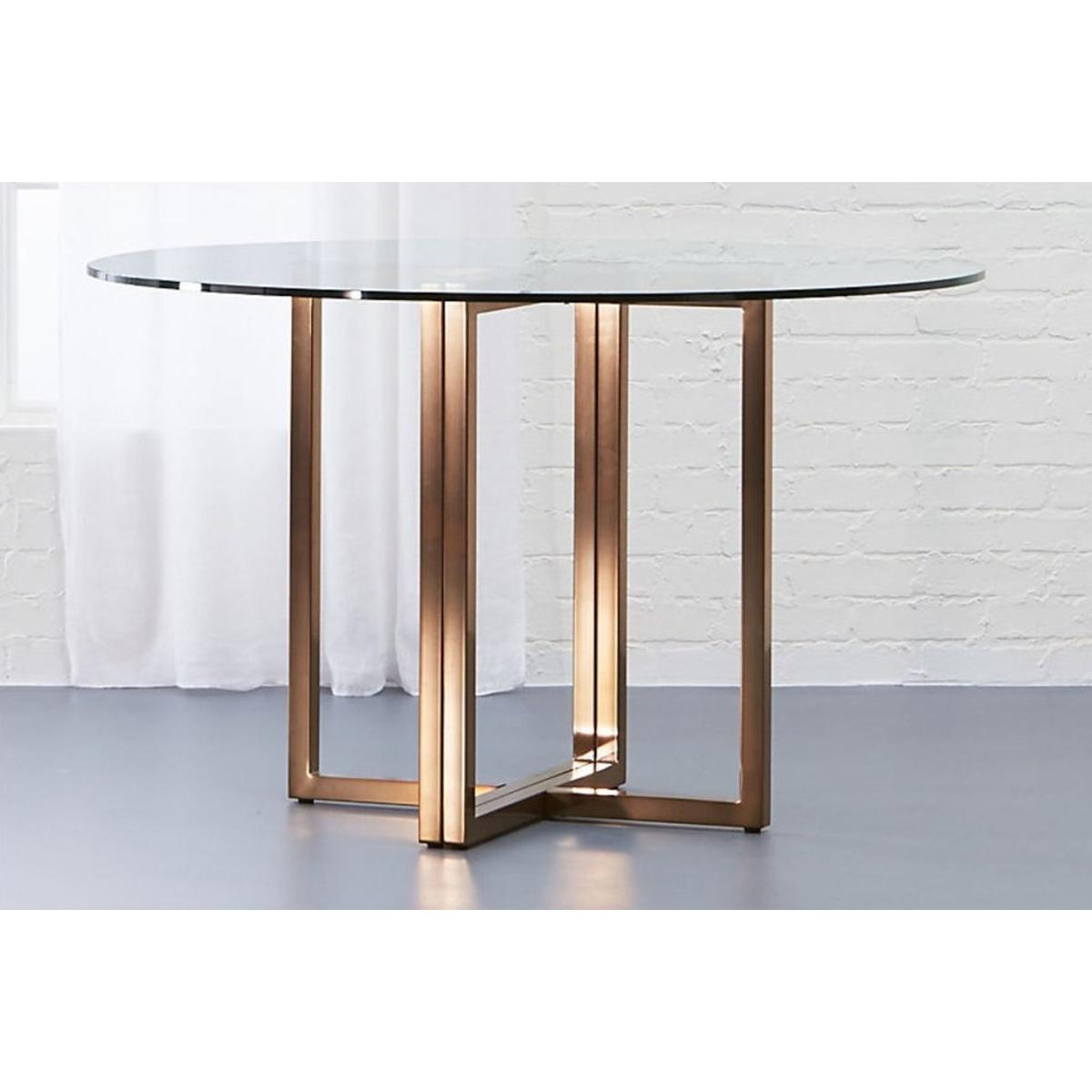 Potrica 4 Seat Fixed Dining Table, Glass & Brass – image 3