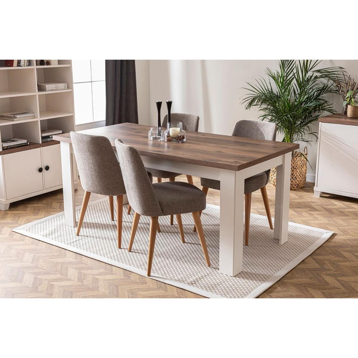 Agatha 4-6 Seat Fixed Dining Table, Dark Wood & White – image 3