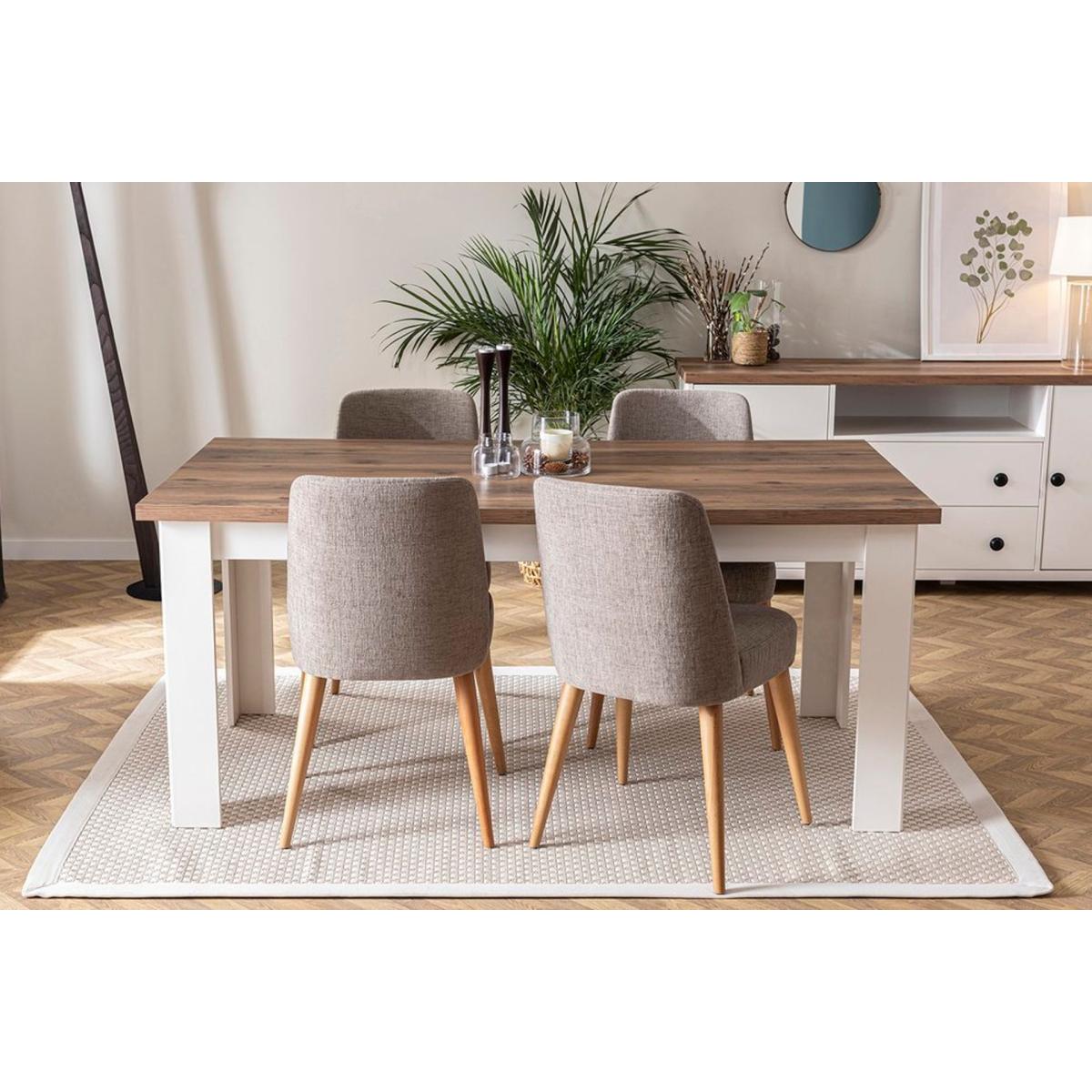 Agatha 4-6 Seat Fixed Dining Table, Dark Wood & White – image 4