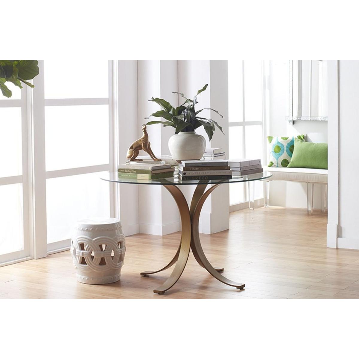 Trim 4 Seat Fixed Dining Table, Transparent & Brown – image 2