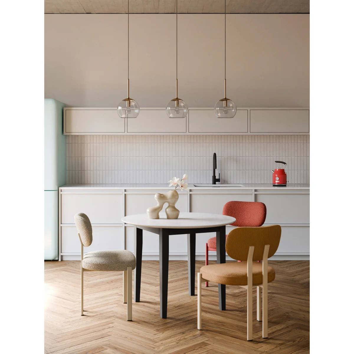 Round Marble Effect Dining Table Jackson, in various sizes – image 6