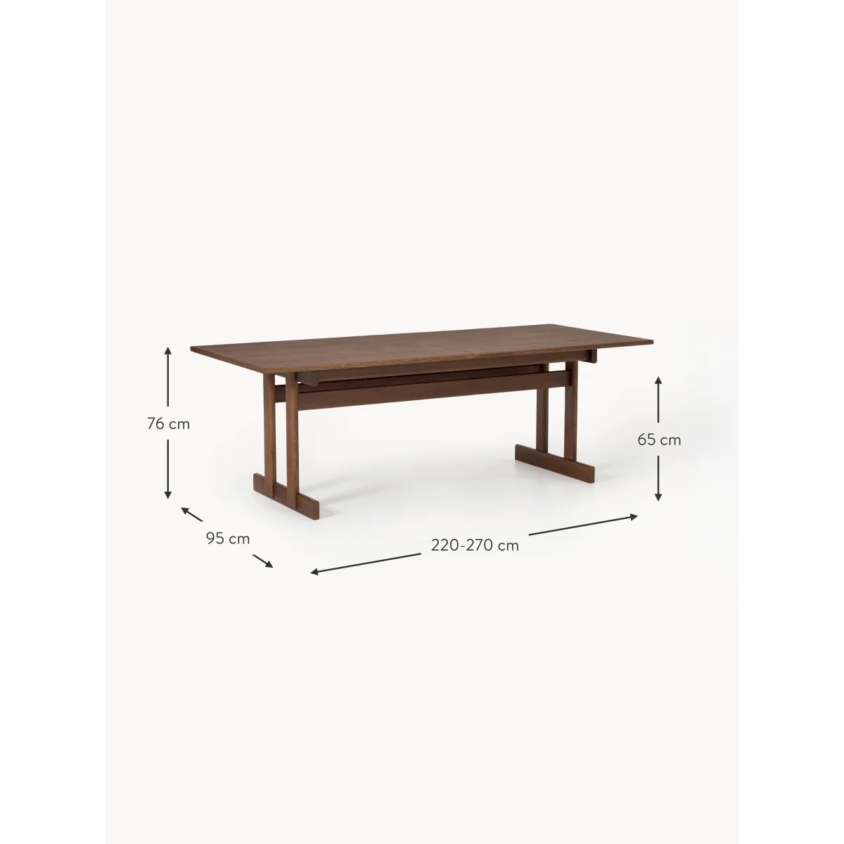 Extendable Oak Wood Dining Table Brynn, in various sizes – image 8
