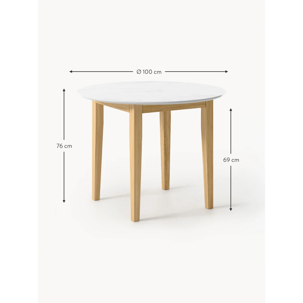 Round Marble Effect Dining Table Jackson, in various sizes – image 7