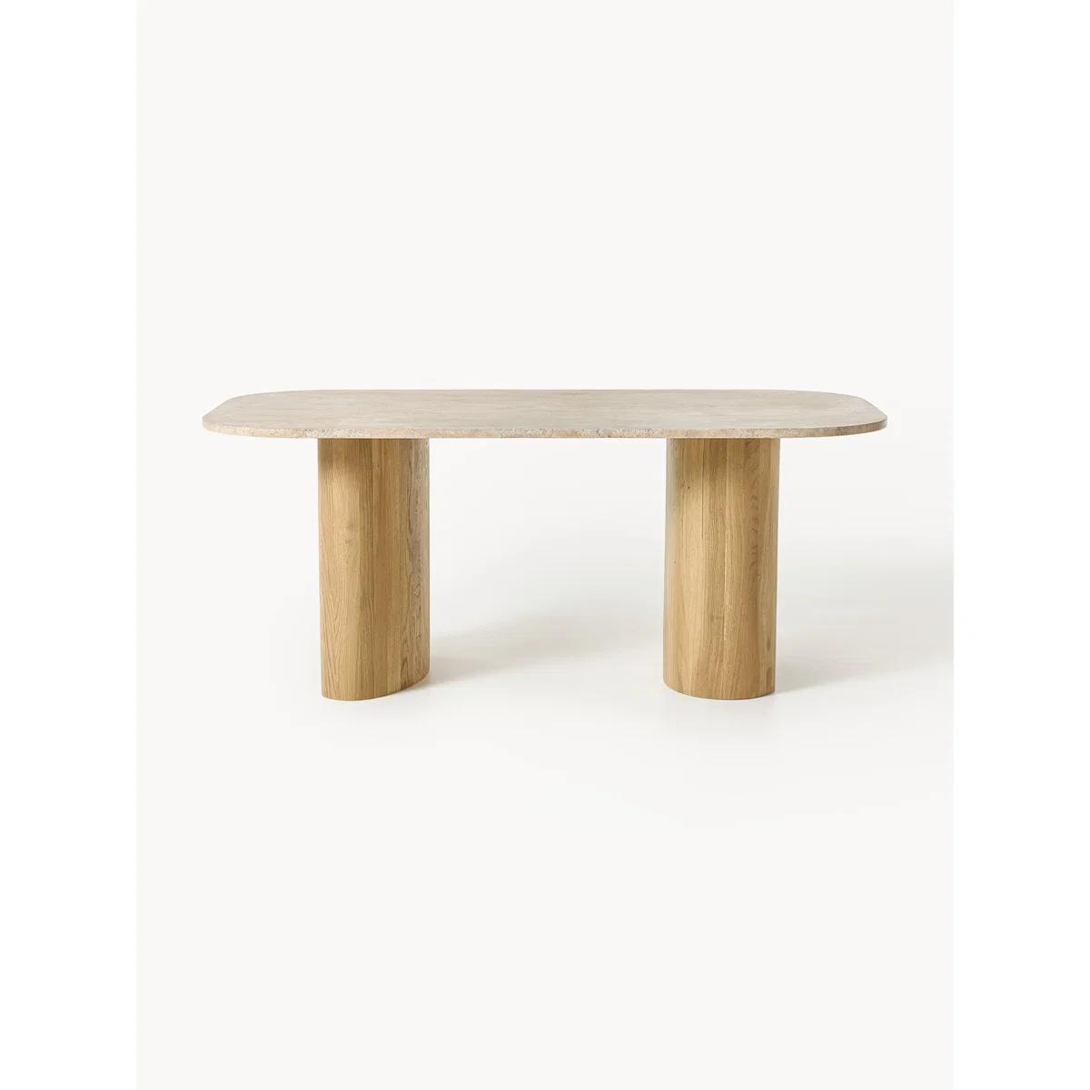 Oak Wood Dining Table Canyon with Travertine Top, in various sizes – image 2