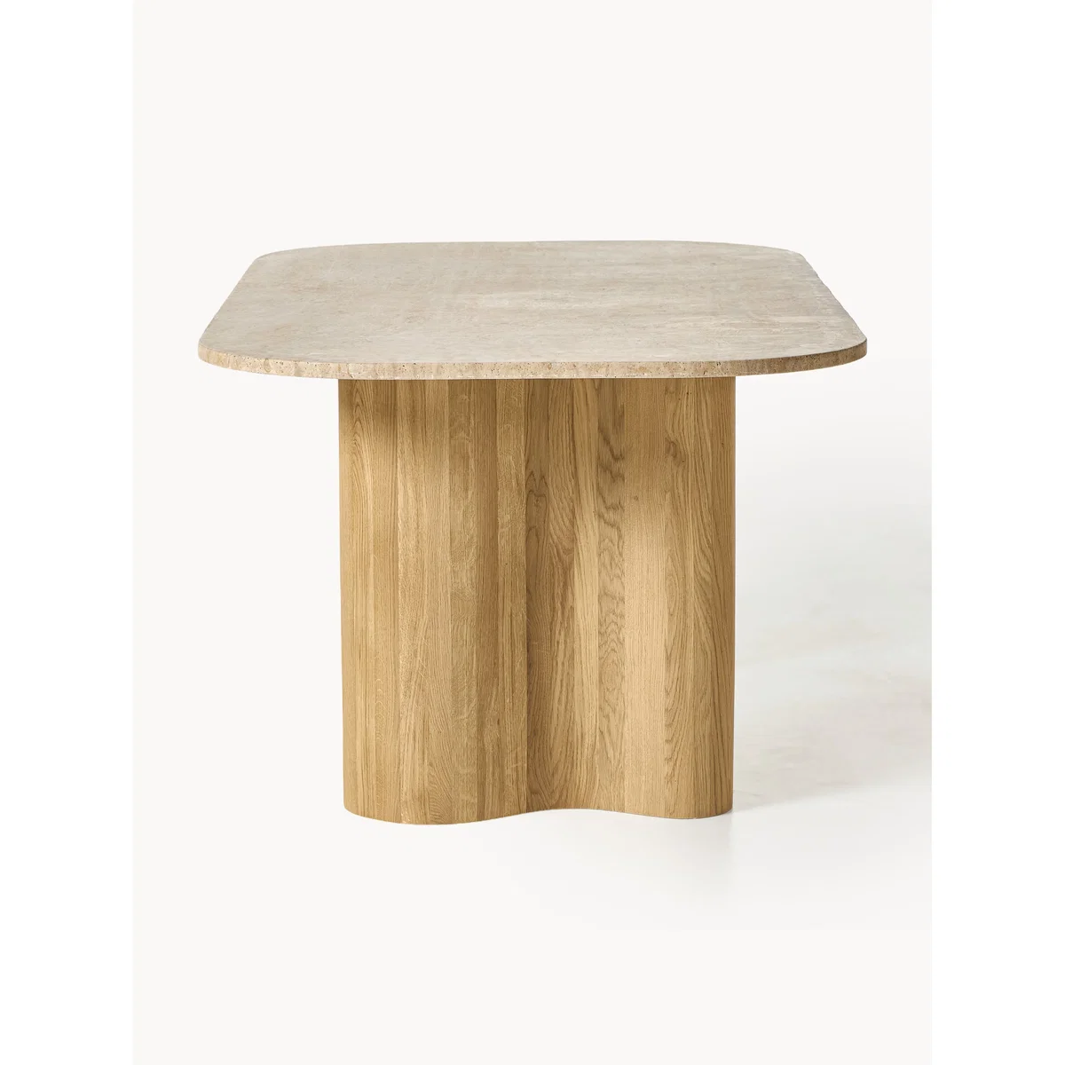 Oak Wood Dining Table Canyon with Travertine Top, in various sizes – image 3