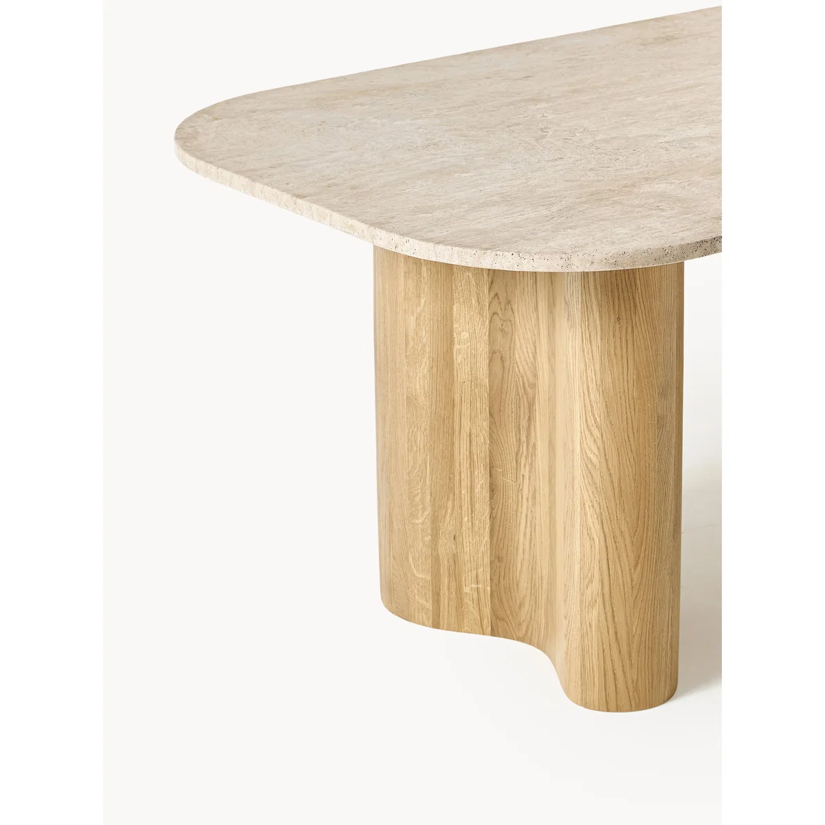 Oak Wood Dining Table Canyon with Travertine Top, in various sizes – image 4