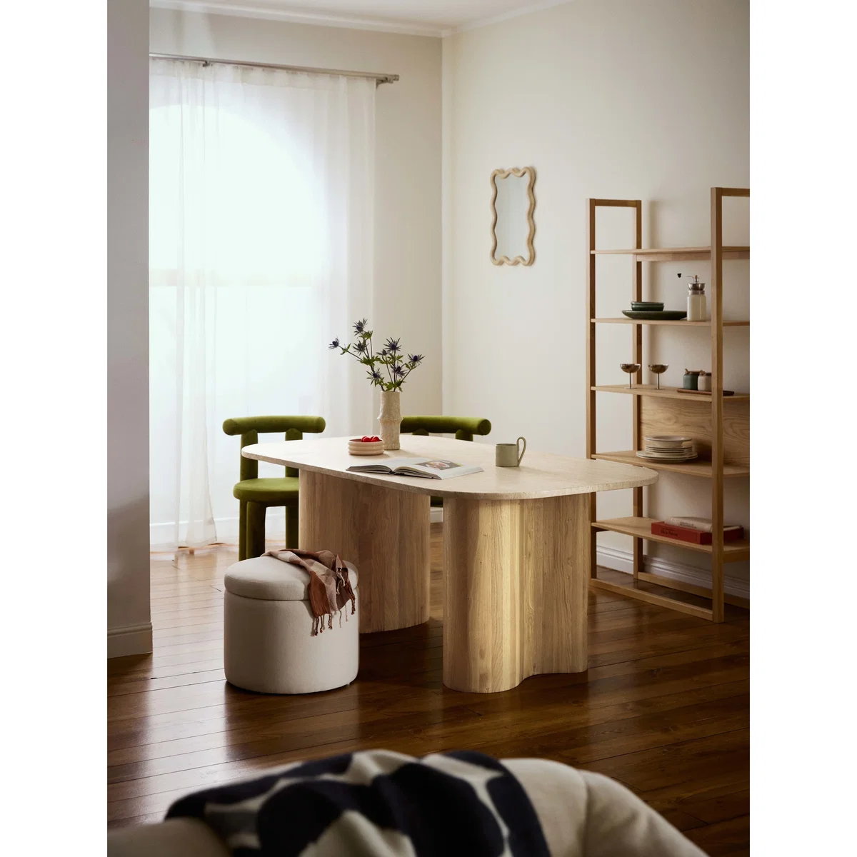 Oak Wood Dining Table Canyon with Travertine Top, in various sizes – image 6