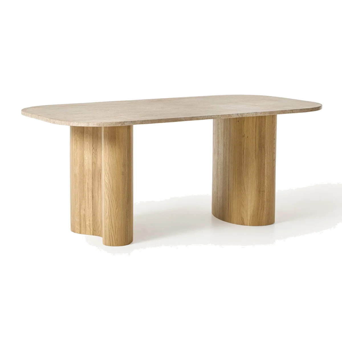 Oak Wood Dining Table Canyon with Travertine Top, in various sizes – image 1