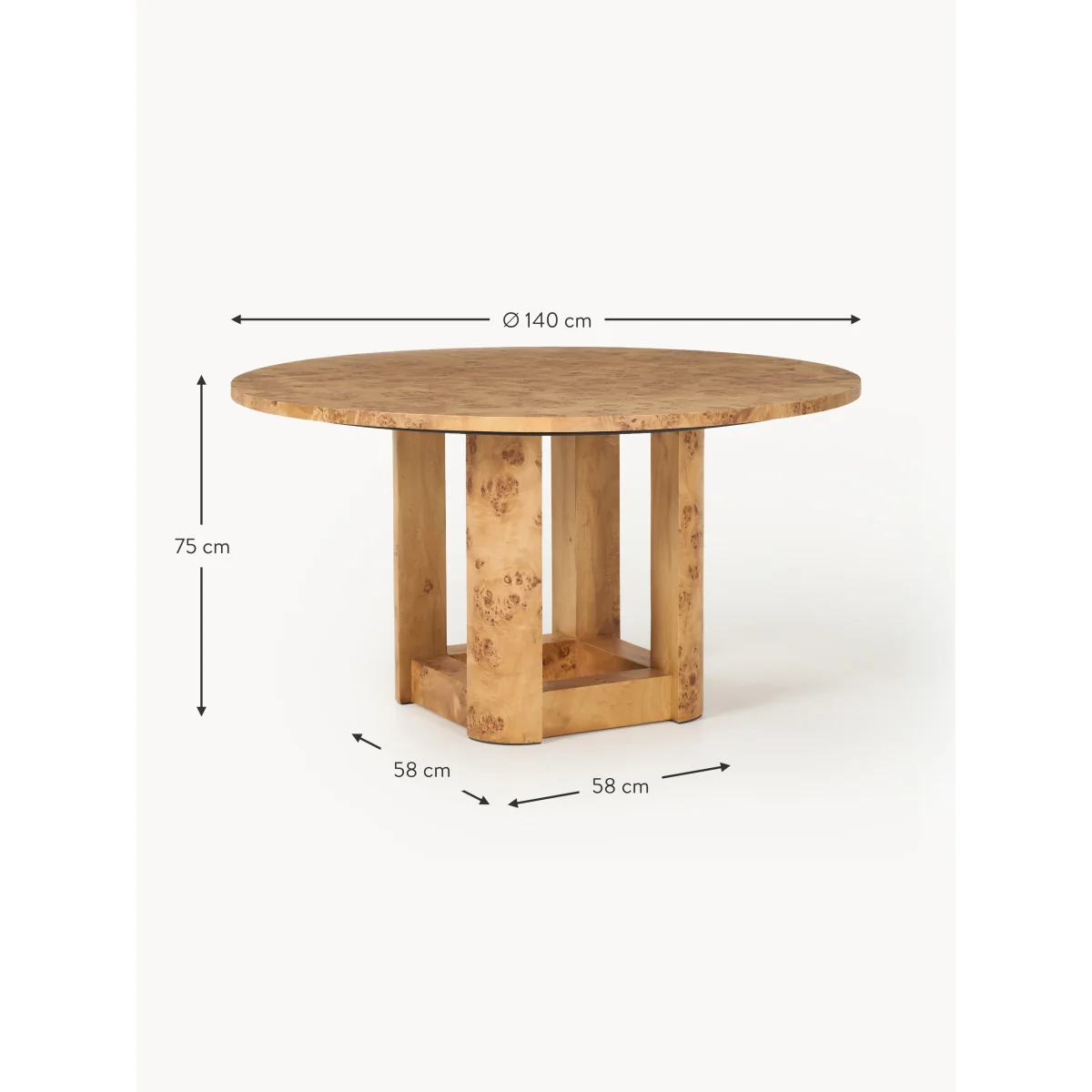 Round Wooden Dining Table Edward, in various sizes – image 8