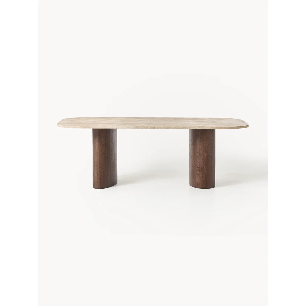 Oak Wood Dining Table Canyon with Travertine Top, in various sizes – image 2