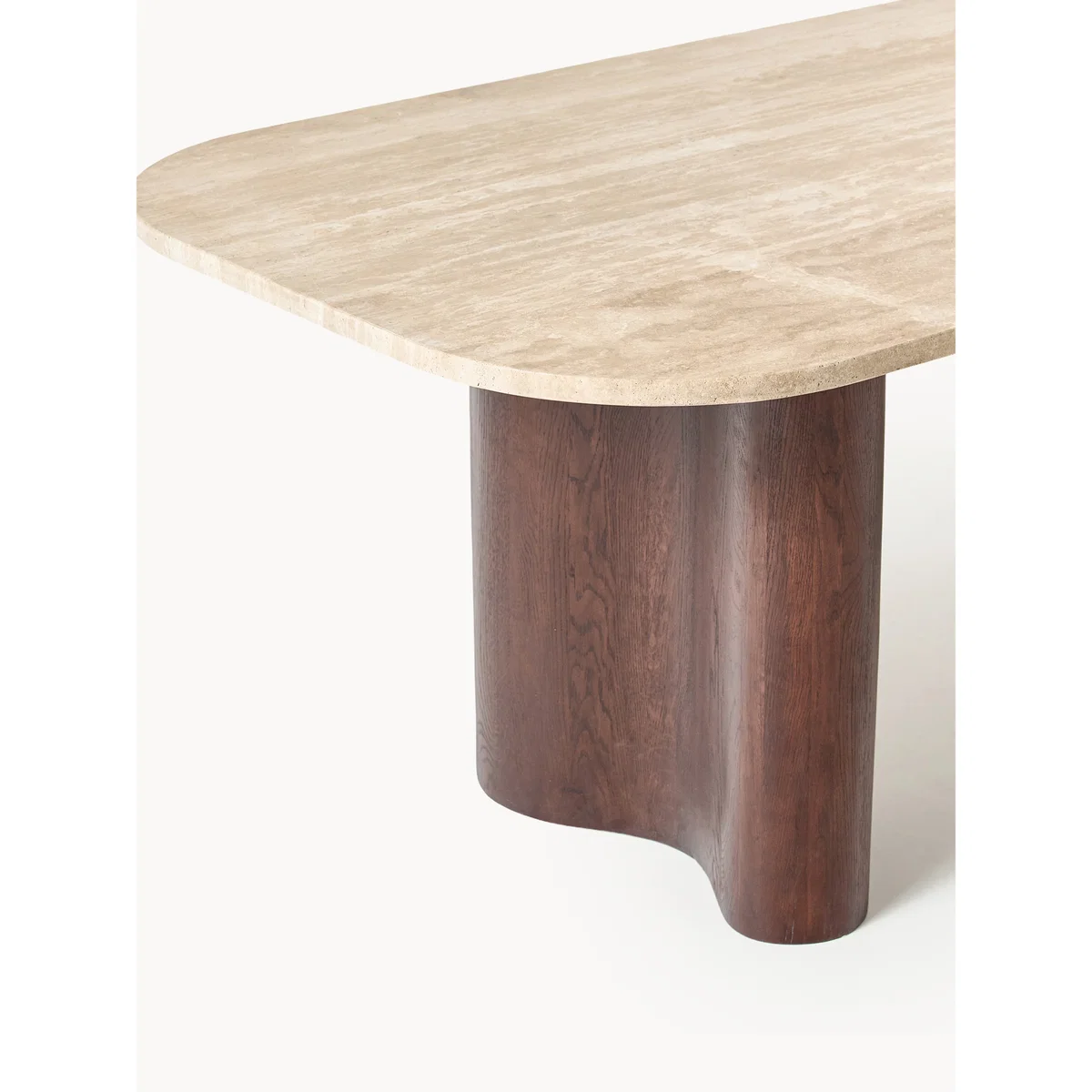 Oak Wood Dining Table Canyon with Travertine Top, in various sizes – image 4