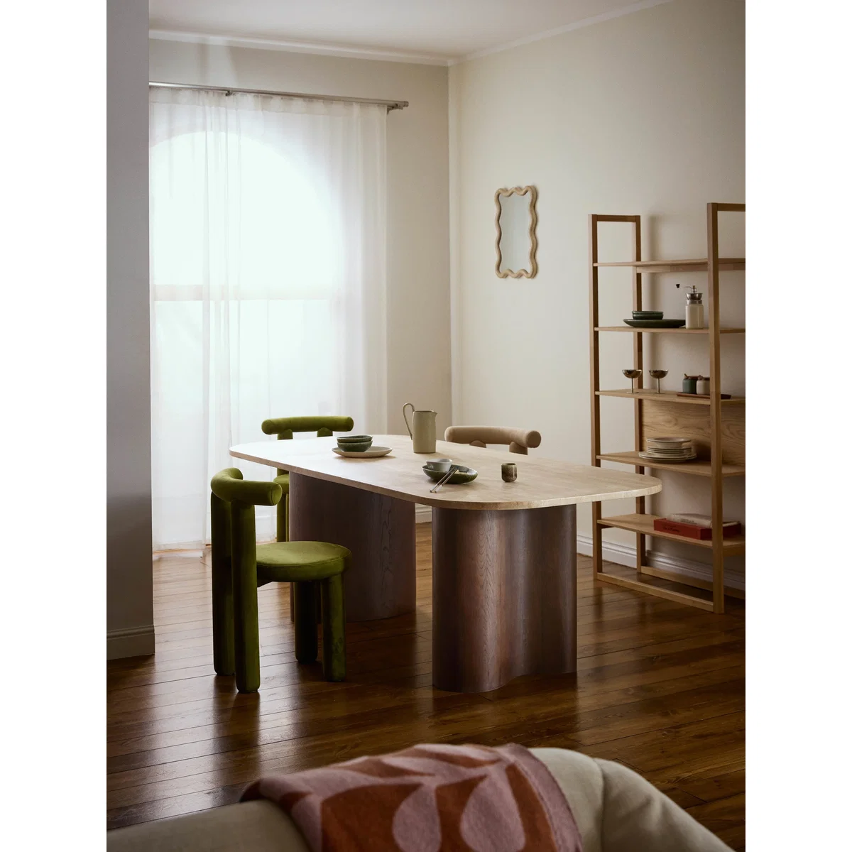 Oak Wood Dining Table Canyon with Travertine Top, in various sizes – image 6