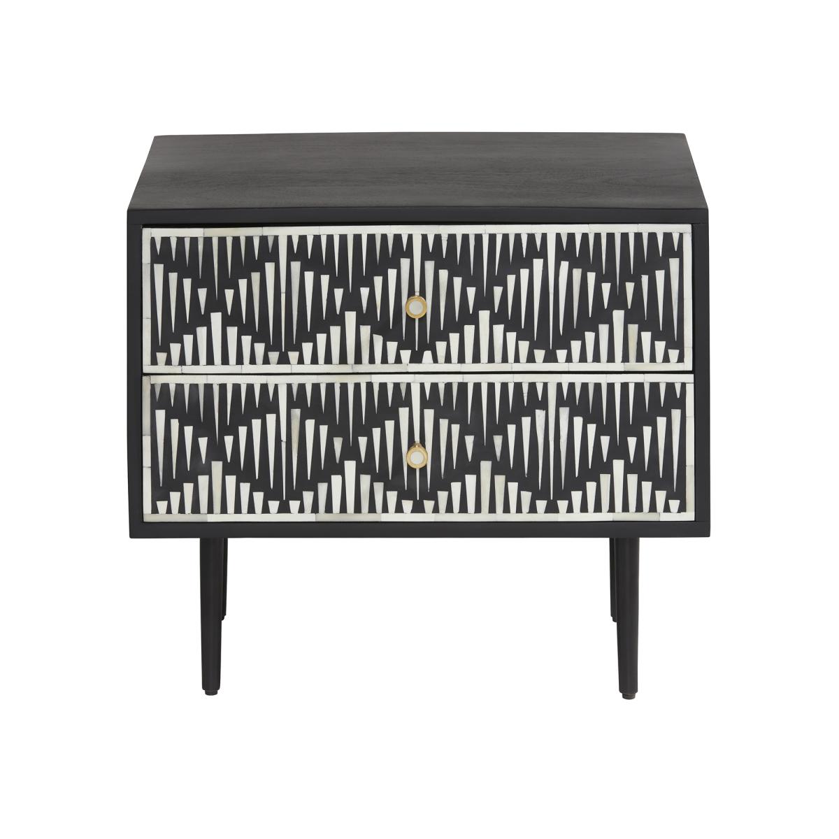 Vivian 2 Drawer Bedside Table, Black | Barker & Stonehouse – image 2