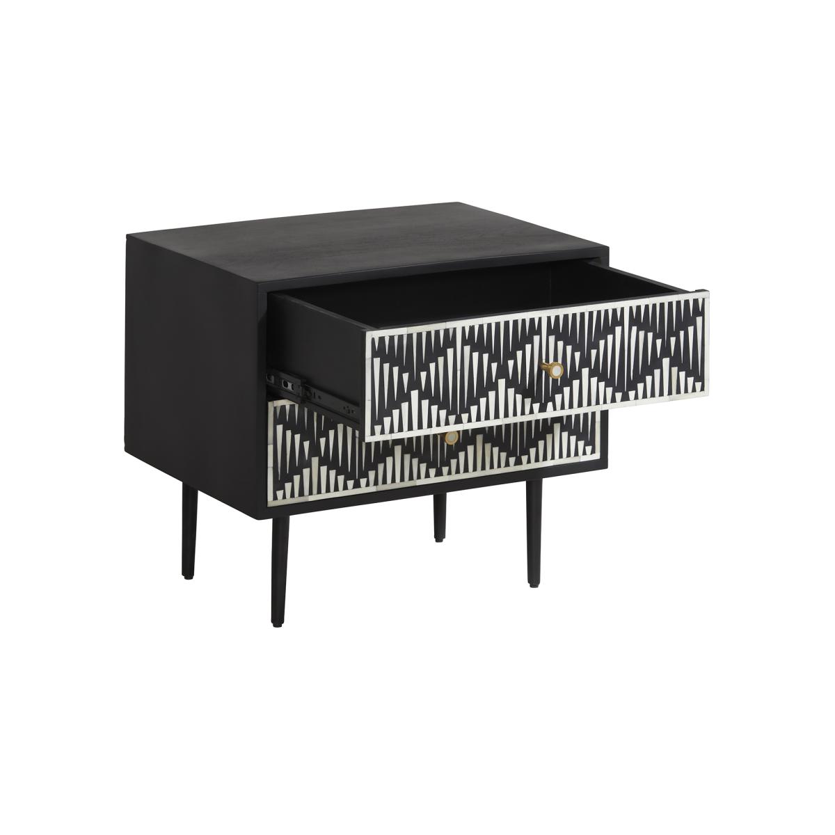 Vivian 2 Drawer Bedside Table, Black | Barker & Stonehouse – image 3